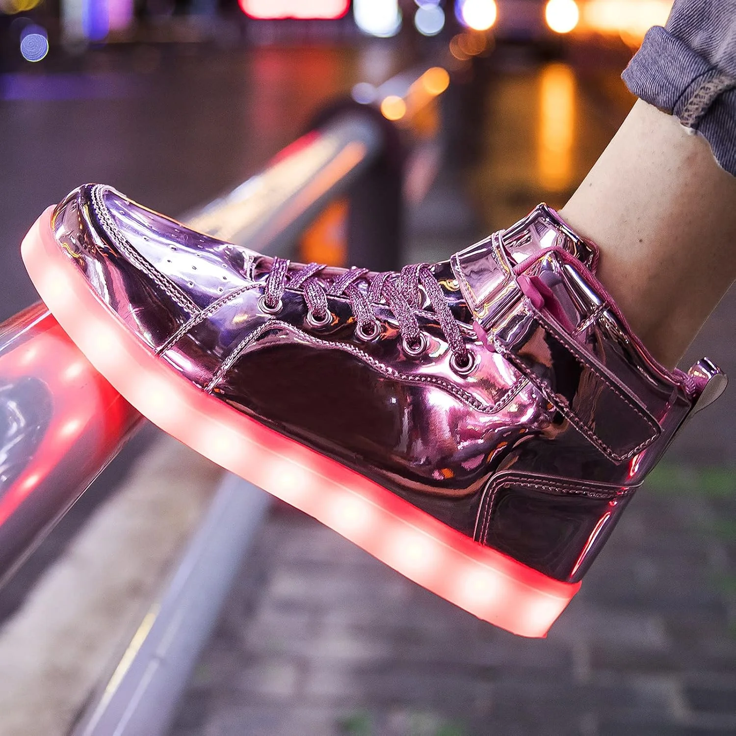 کفش‌های چراغ‌دار LED واجین بچگانه، کتانی ساق بلند با شارژ USB، کفش‌های رقص نورانی چشمک‌زن برای پسران دختران نوپا، هدیه