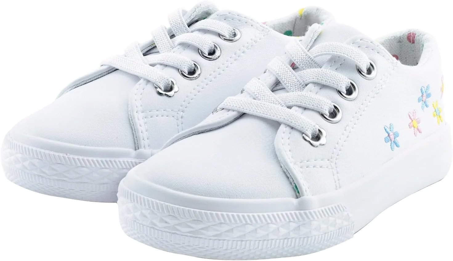 کفش‌های کتانی بچگانه Waddle Wonder برای پسران و دختران، کفش‌های تخت و سبک وزن با گلدوزی گل و بند کشی الاستیک