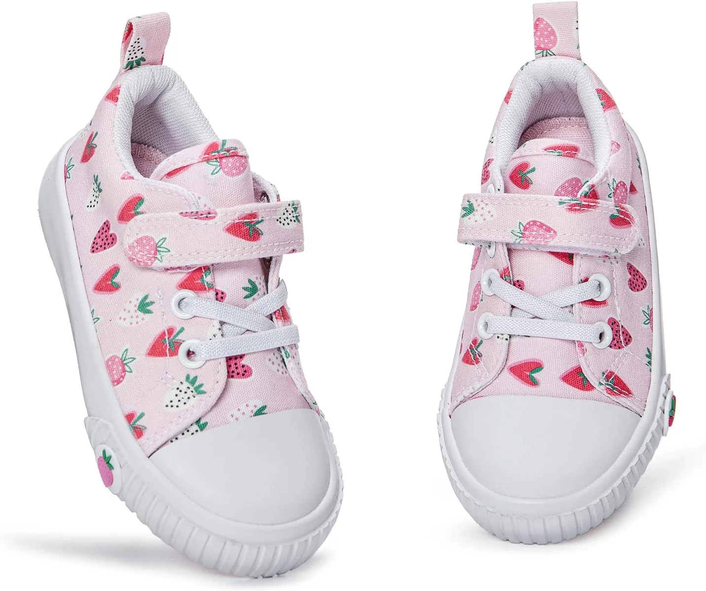 کفش های دخترانه طرح توت فرنگی Waddle Wonder، کفش های کتانی غیر رسمی بوم با زیره لاستیکی ضد لغزش، طراحی آموزشی چپ-راست