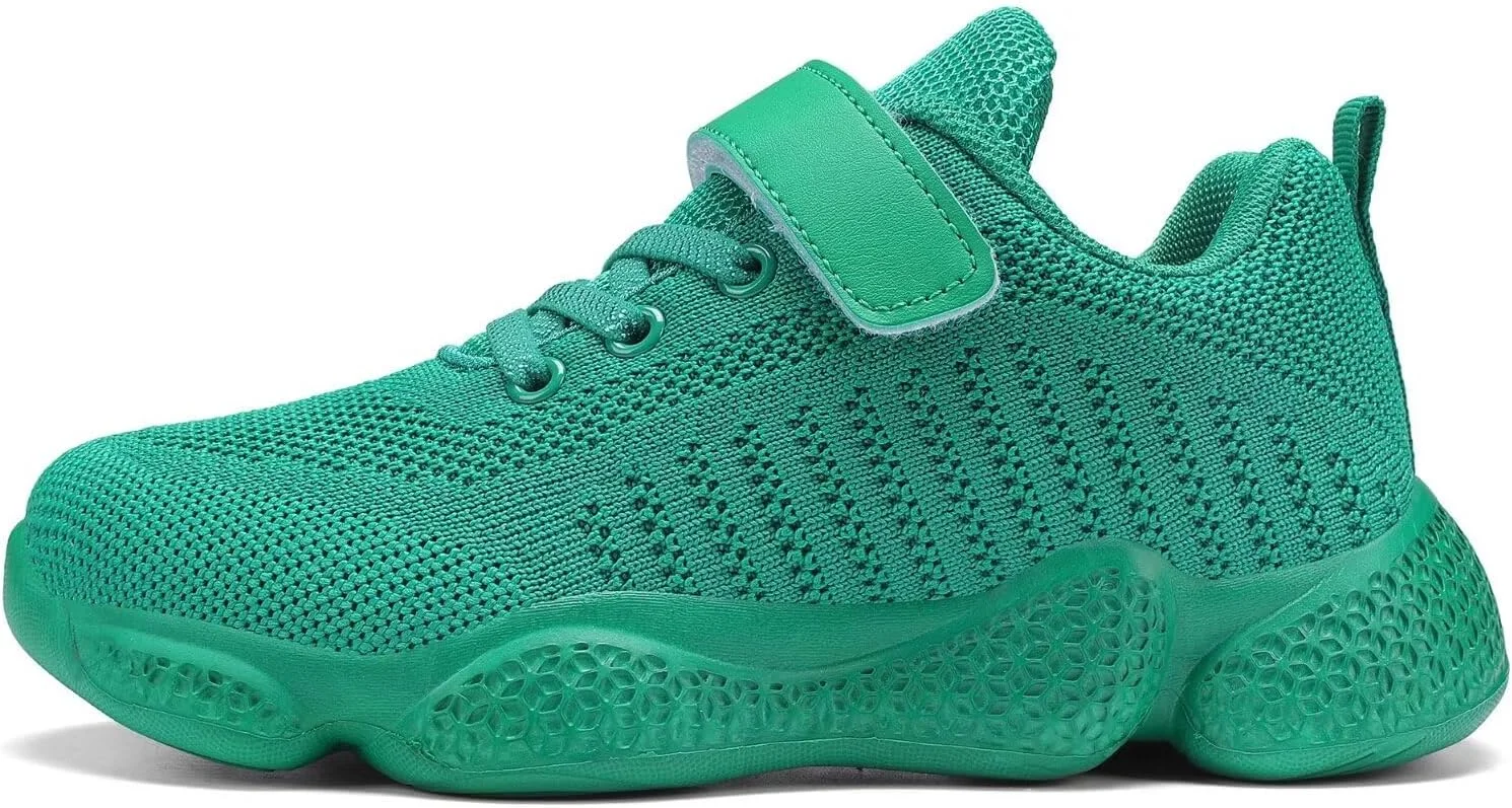کفش ورزشی پسرانه Voxge، کفش های ورزشی دخترانه، کفش های مد روز چسبی بچگانه، سبز، سایز 3 بچه کوچک