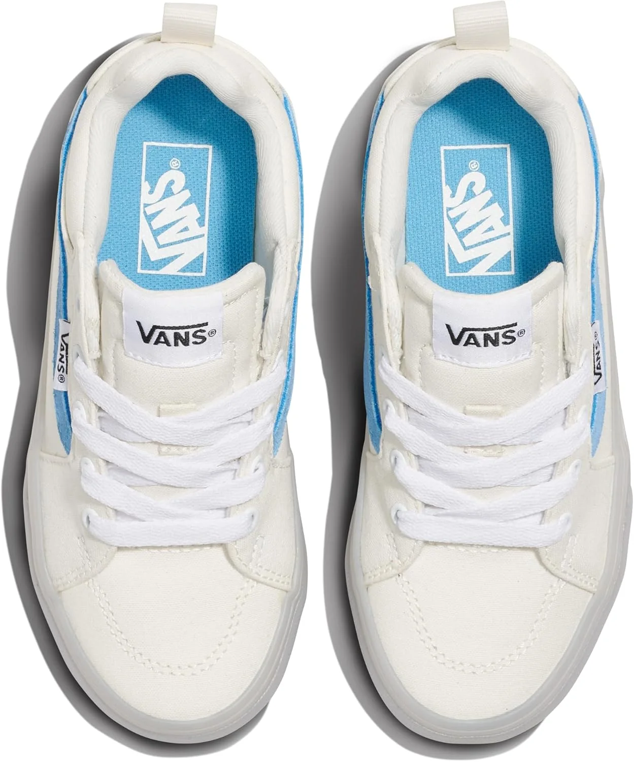 کفش کتانی پسرانه Vans Filmore با ساق کوتاه، دیواره درخشان آبی کلاسیک، سایز 4 بچه بزرگ کفش کتانی پسرانه Vans Filmore با ساق کوتاه، دیواره درخشان آبی کلاسیک، سایز 4 بچه بزرگ