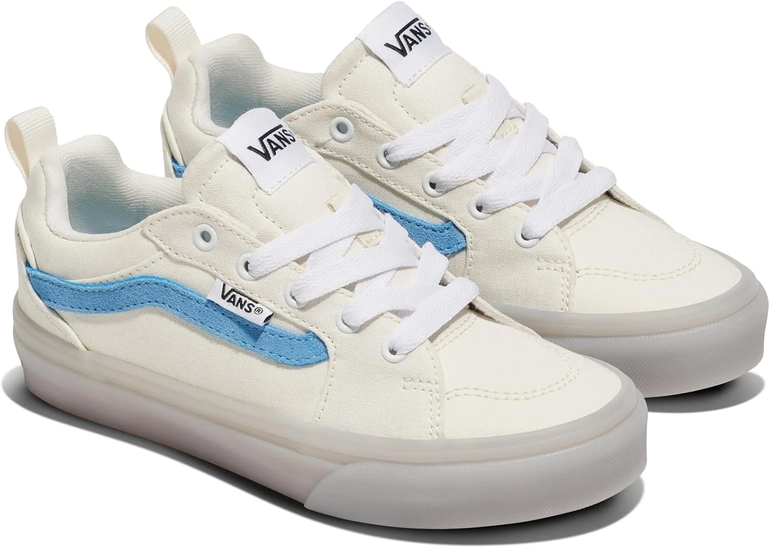 کفش کتانی پسرانه Vans Filmore با ساق کوتاه، دیواره درخشان آبی کلاسیک، سایز 4 بچه بزرگ کفش کتانی پسرانه Vans Filmore با ساق کوتاه، دیواره درخشان آبی کلاسیک، سایز 4 بچه بزرگ
