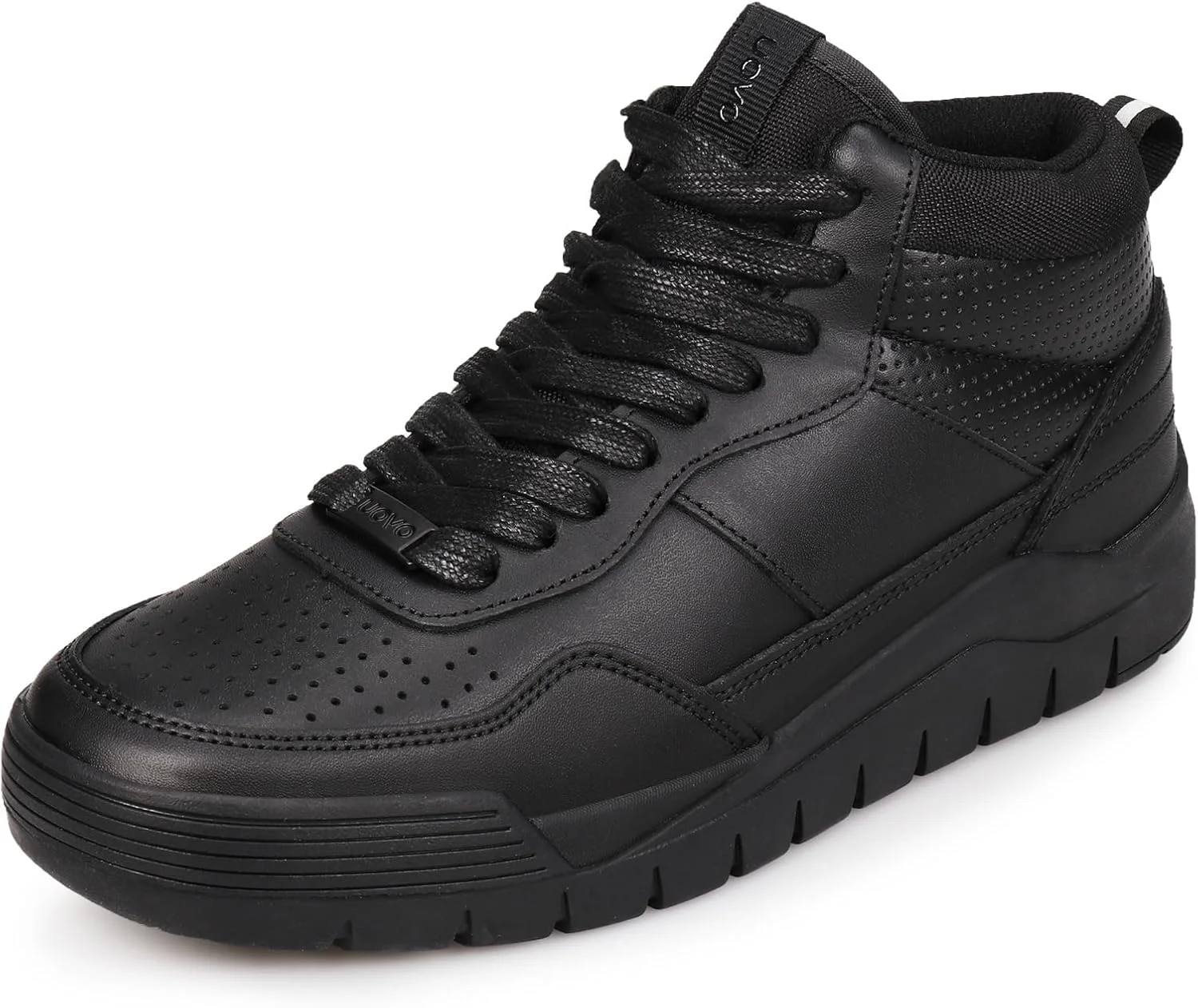 کفش مدرسه ای چرمی مشکی مردانه UOVO، کفش کتانی ساق دار بند دار نوجوانان، لباس فرم پسرانه سایز 6UK(39EU)-10UK(45EU)