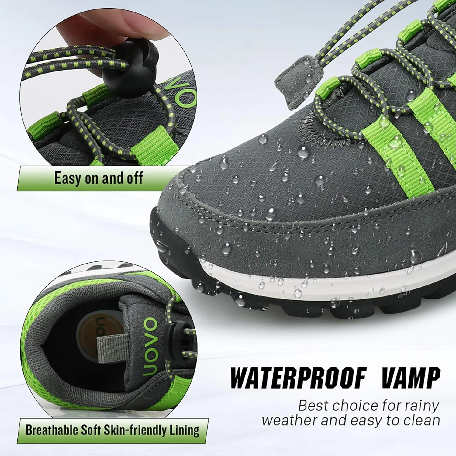 کفش های پسرانه UOVO، کفش های تنیس، دویدن، ضد آب، پیاده روی، کفش ورزشی بچه گانه، مقاوم در برابر لغزش، سایز کوچک/بزرگ