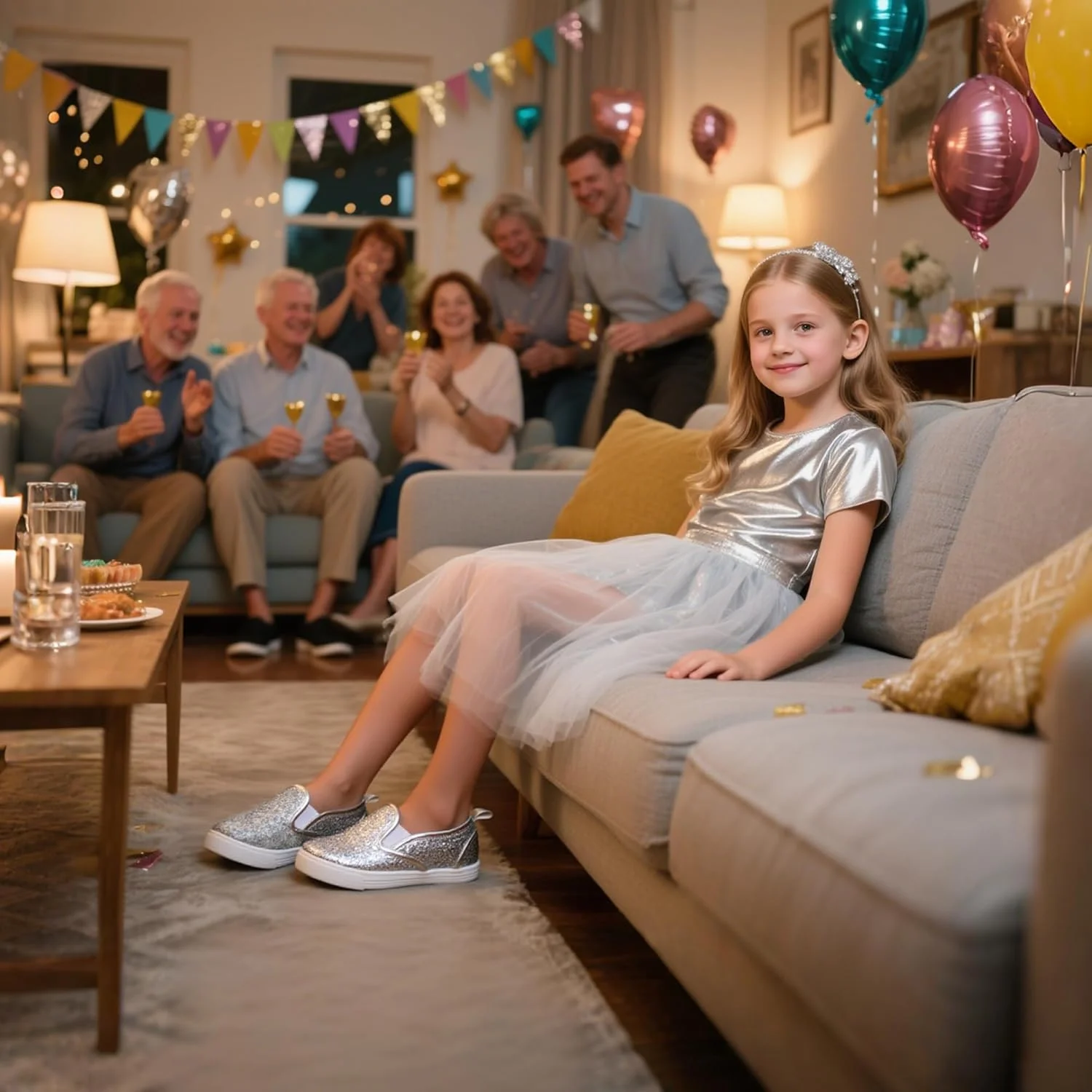 کفش پیاده روی دخترانه Tegeek، مدل پولکی و اکلیلی، مناسب کودکان