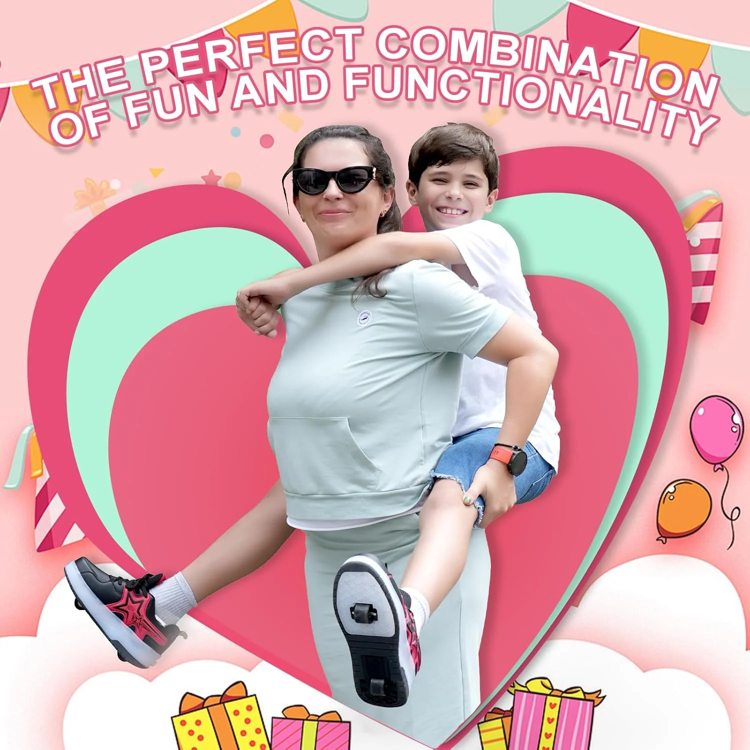 کفش های اسکیت TAILORIA برای کودکان دخترانه و پسرانه، کفش های چرخ دار شارژی، کفش های کتانی مد روز رنگی، براق و مناسب تولد برای پسران و دختران