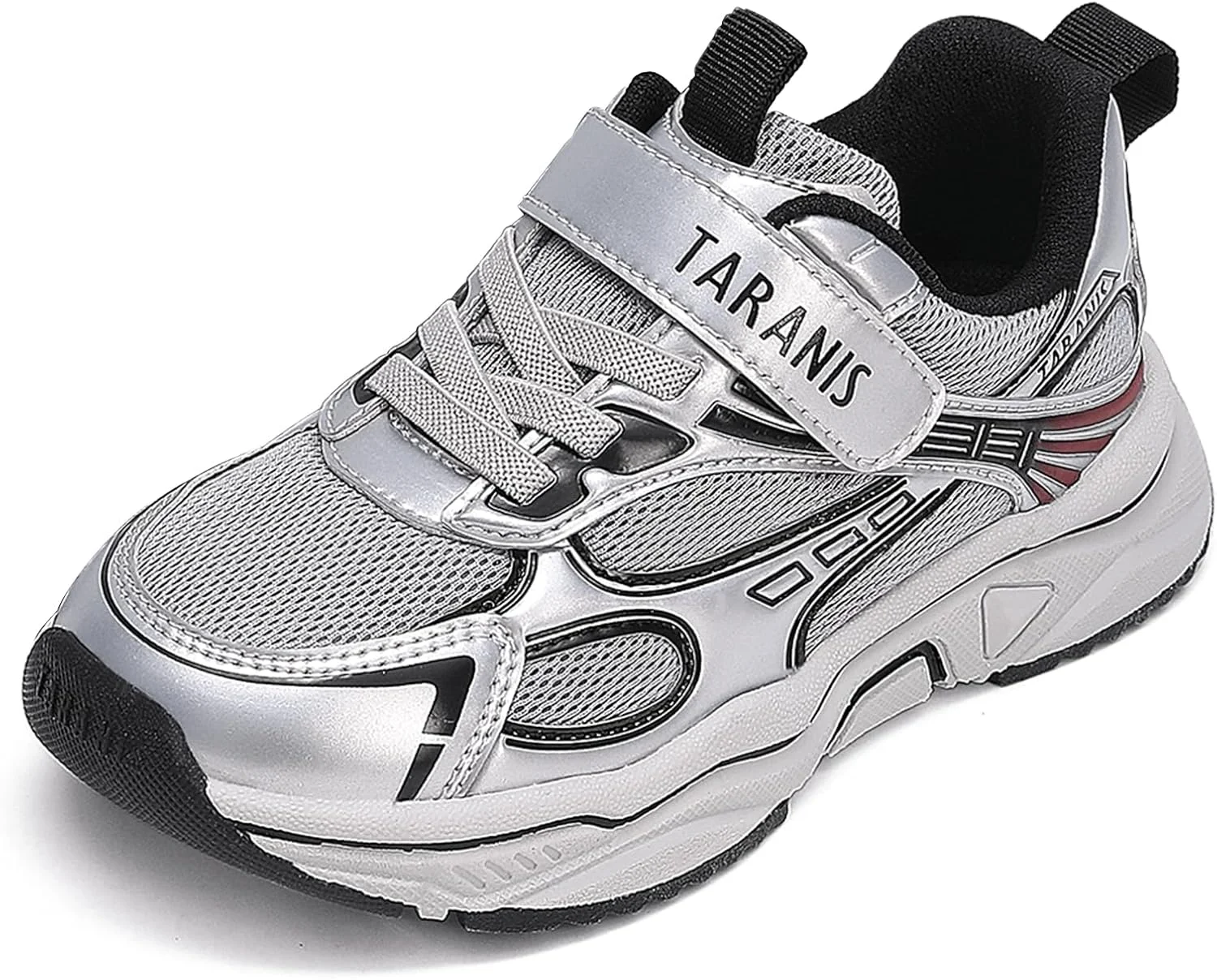 کفش های تارانیس مخصوص کودکان دخترانه و پسرانه، کفش ورزشی بچه گانه، کفش تنیس لغزنده و راحت، نقره ای، سایز 13 کودک