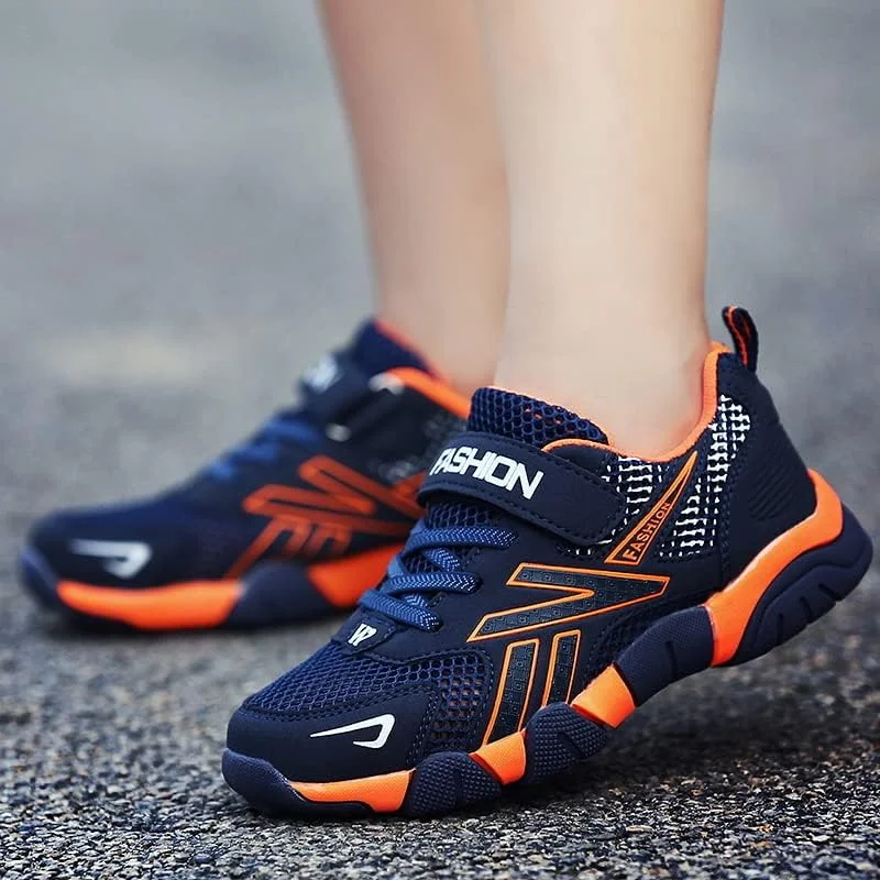 کفش ورزشی - کفش ورزشی توری تک لایه تنفسی تابستانی پسرانه، کفش های کتانی ضد لغزش غیر رسمی فضای باز، راحت، سبک، مناسب پیاده روی و دویدن (آبی 35)