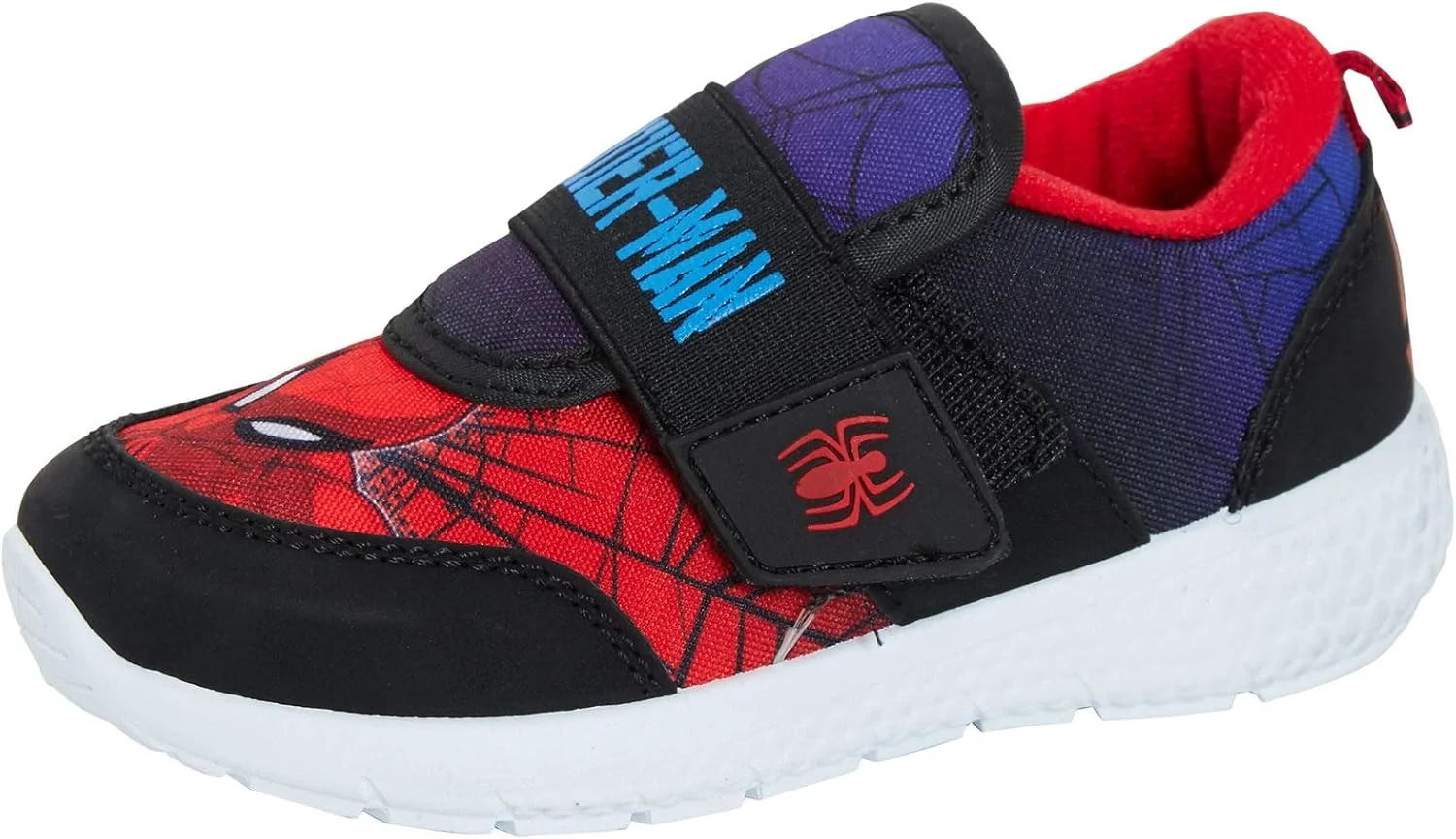 کفش ورزشی سبک وزن پسرانه آروِل طرح مرد عنکبوتی، کفش کتانی چسبی آسان برای کودکان، قرمز مشکی، سایز 1 انگلیس