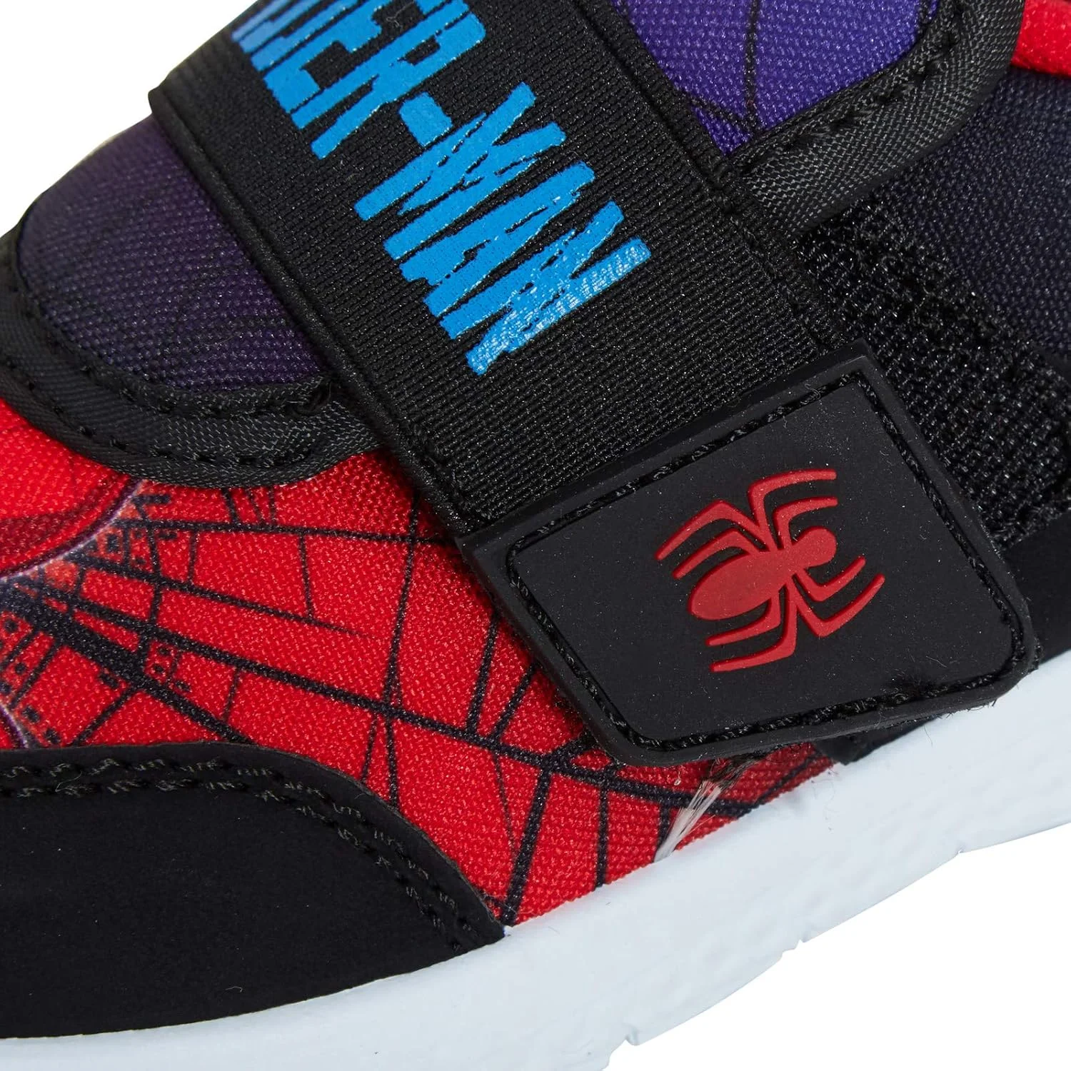 کفش ورزشی سبک وزن پسرانه آروِل طرح مرد عنکبوتی، کفش کتانی چسبی آسان برای کودکان، قرمز مشکی، سایز 1 انگلیس