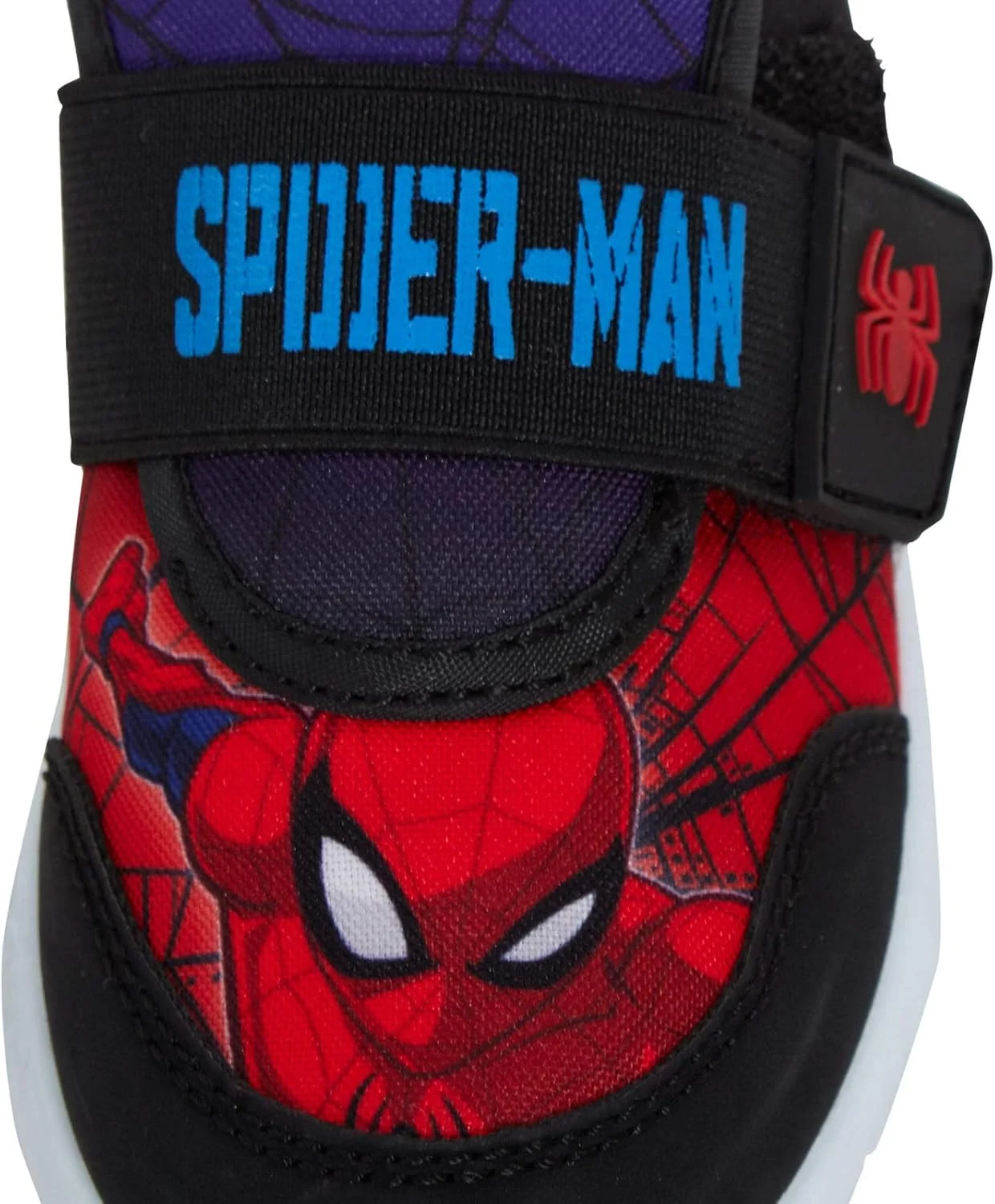 کفش ورزشی سبک وزن پسرانه آروِل طرح مرد عنکبوتی، کفش کتانی چسبی آسان برای کودکان، قرمز مشکی، سایز 1 انگلیس