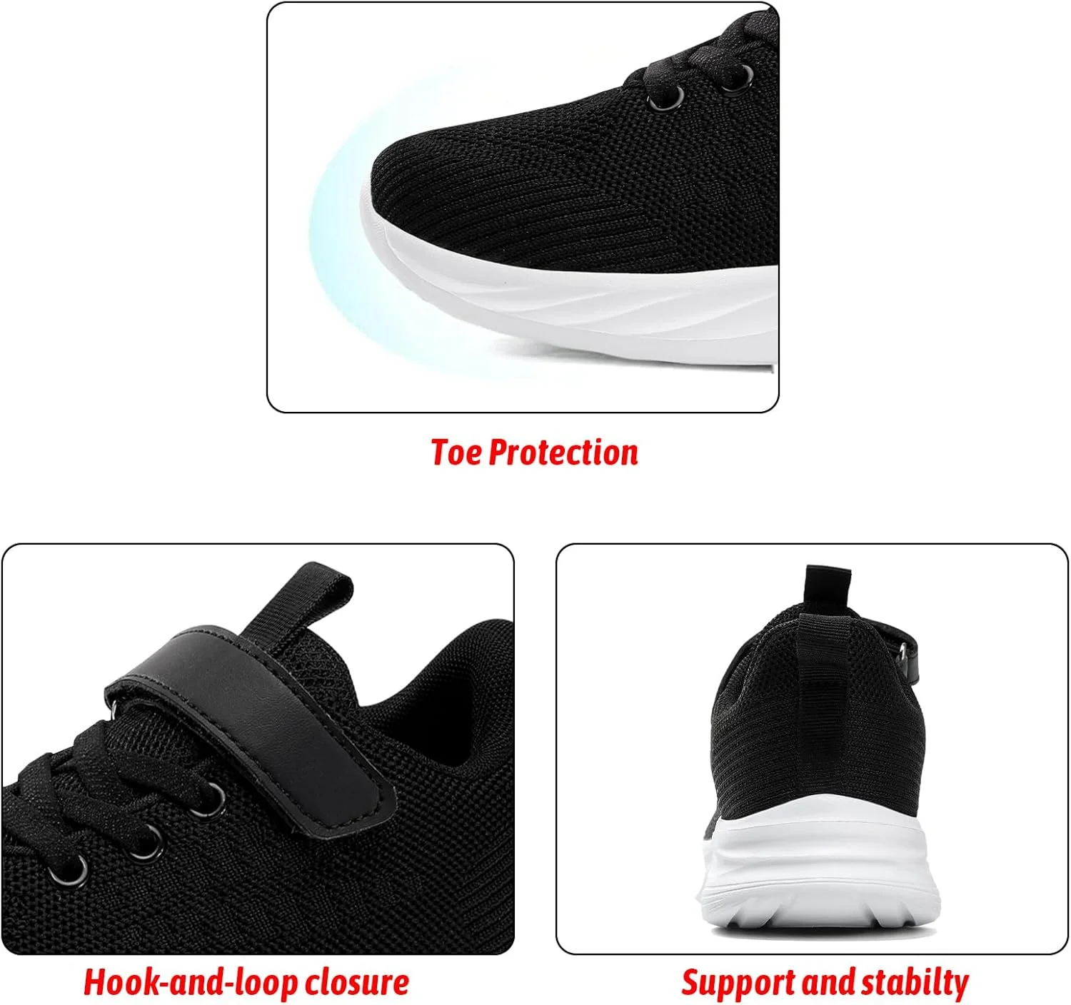 کفش ورزشی مشکی پسرانه و دخترانه SOPMDH، کفش تنیس تنفسی برای کودکان، کفش ورزشی سالن ورزشی