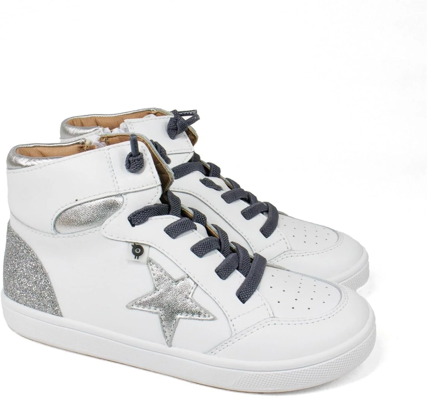 کفش کتانی ساق بلند چرمی پسرانه Old Soles مدل Starling، نقره ای برفی، سایز 30 EU (13 US) M US