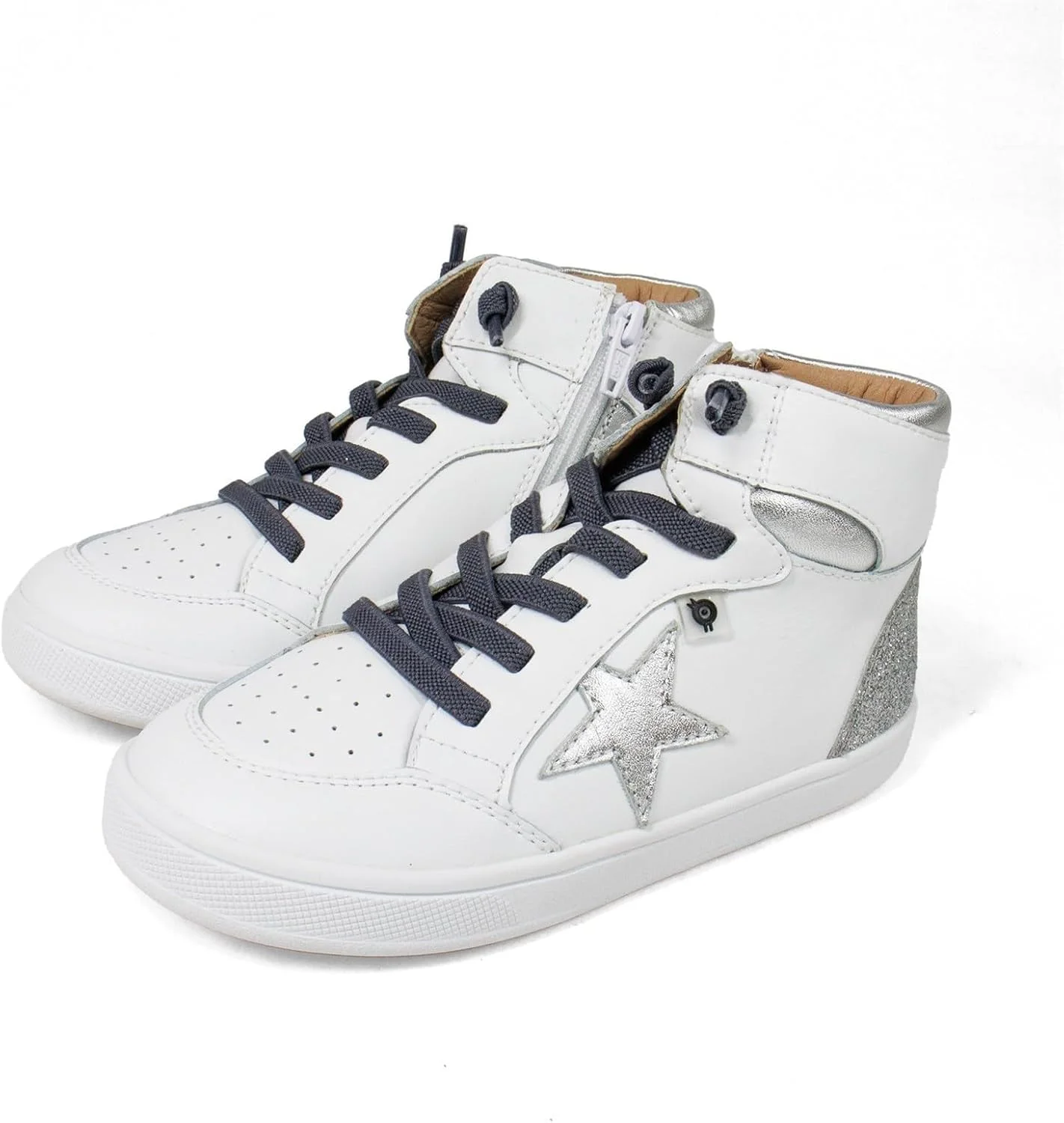 کفش کتانی ساق بلند چرمی پسرانه Old Soles مدل Starling، نقره ای برفی، سایز 30 EU (13 US) M US