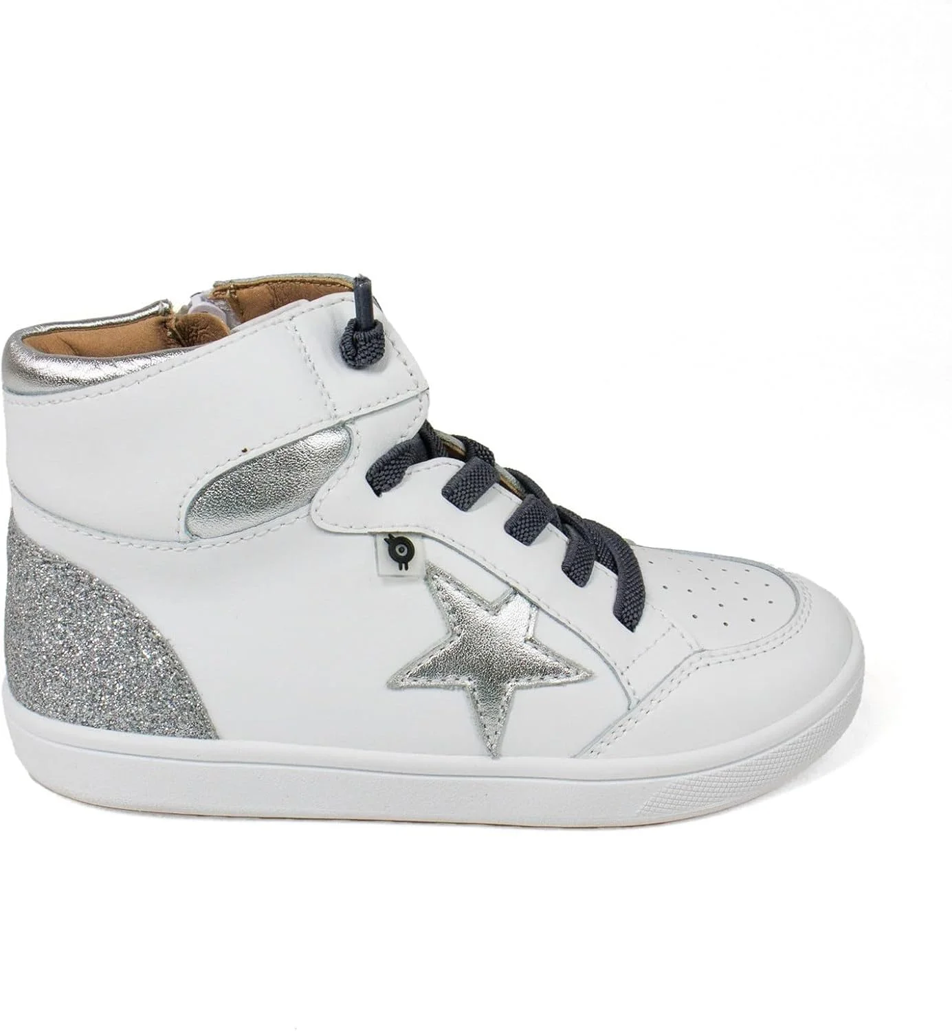 کفش کتانی ساق بلند چرمی پسرانه Old Soles مدل Starling، نقره ای برفی، سایز 30 EU (13 US) M US