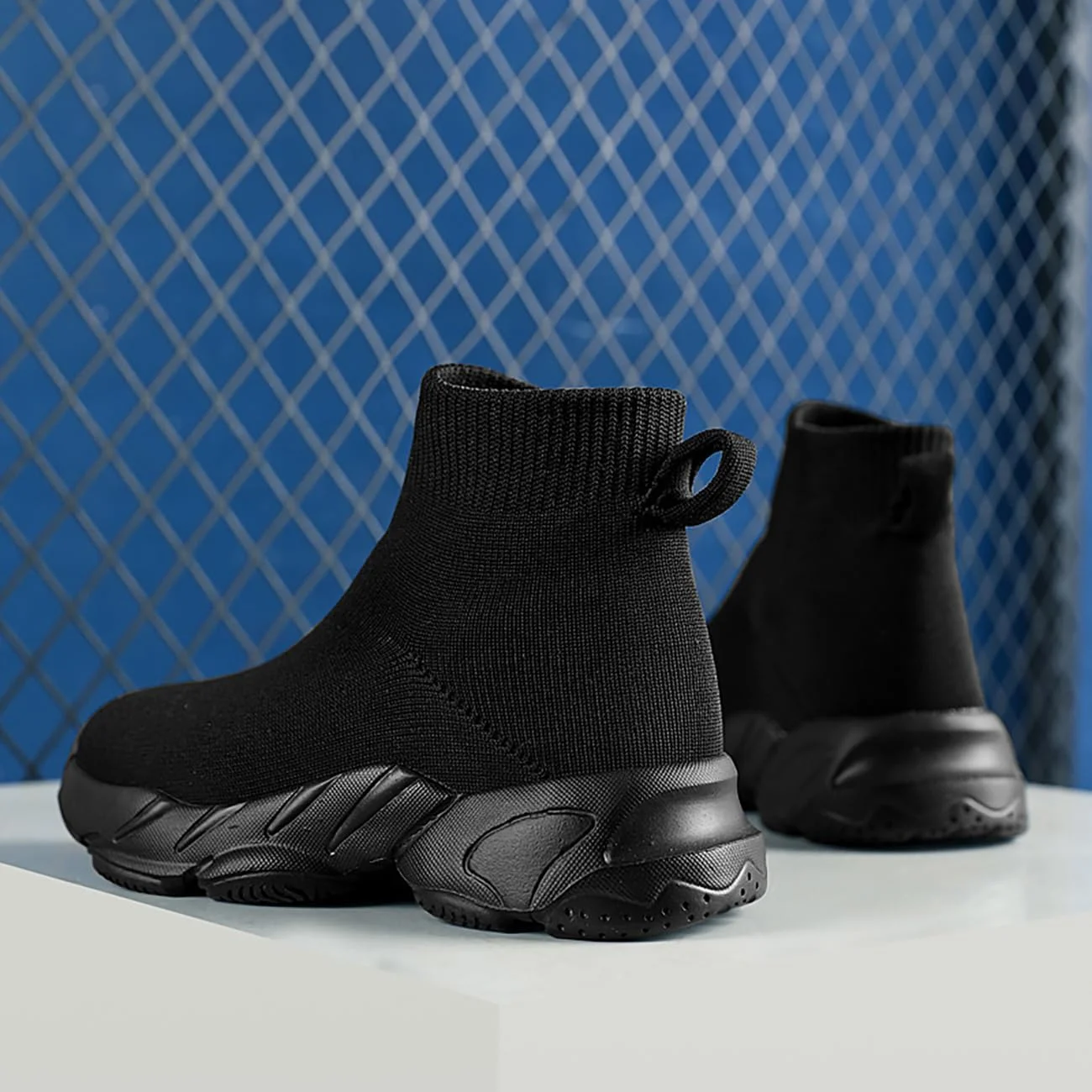 کفش‌های کتانی غیررسمی بچگانه پسرانه با جوراب بافتنی، کفش‌های دخترانه اسلیپ آن، ضد لغزش، تنفس‌پذیر، بهاری و پاییزی، کفش‌های جورابی، زیره نرم و سبک وزن مناسب فضای باز