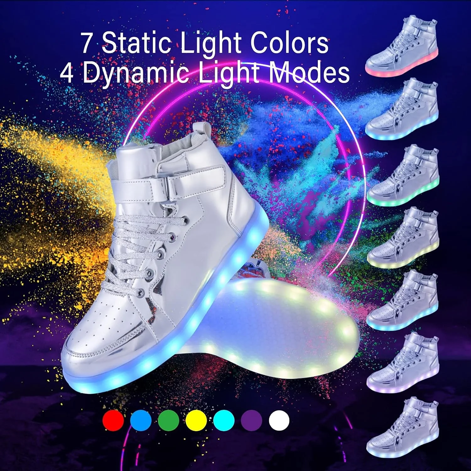 کفشهای چراغدار LED بچهگانه PYYIQI، کفشهای کتانی ساق بلند برای پسران و دختران، کفشهای رقص هیپهاپ برای جشن هالووین و کریسمس با شارژ USB کفشهای چراغدار LED بچهگانه PYYIQI، کفشهای کتانی ساق بلند برای پسران و دختران، کفشهای رقص هیپهاپ برای جشن هالووین و کریسمس با شارژ USB