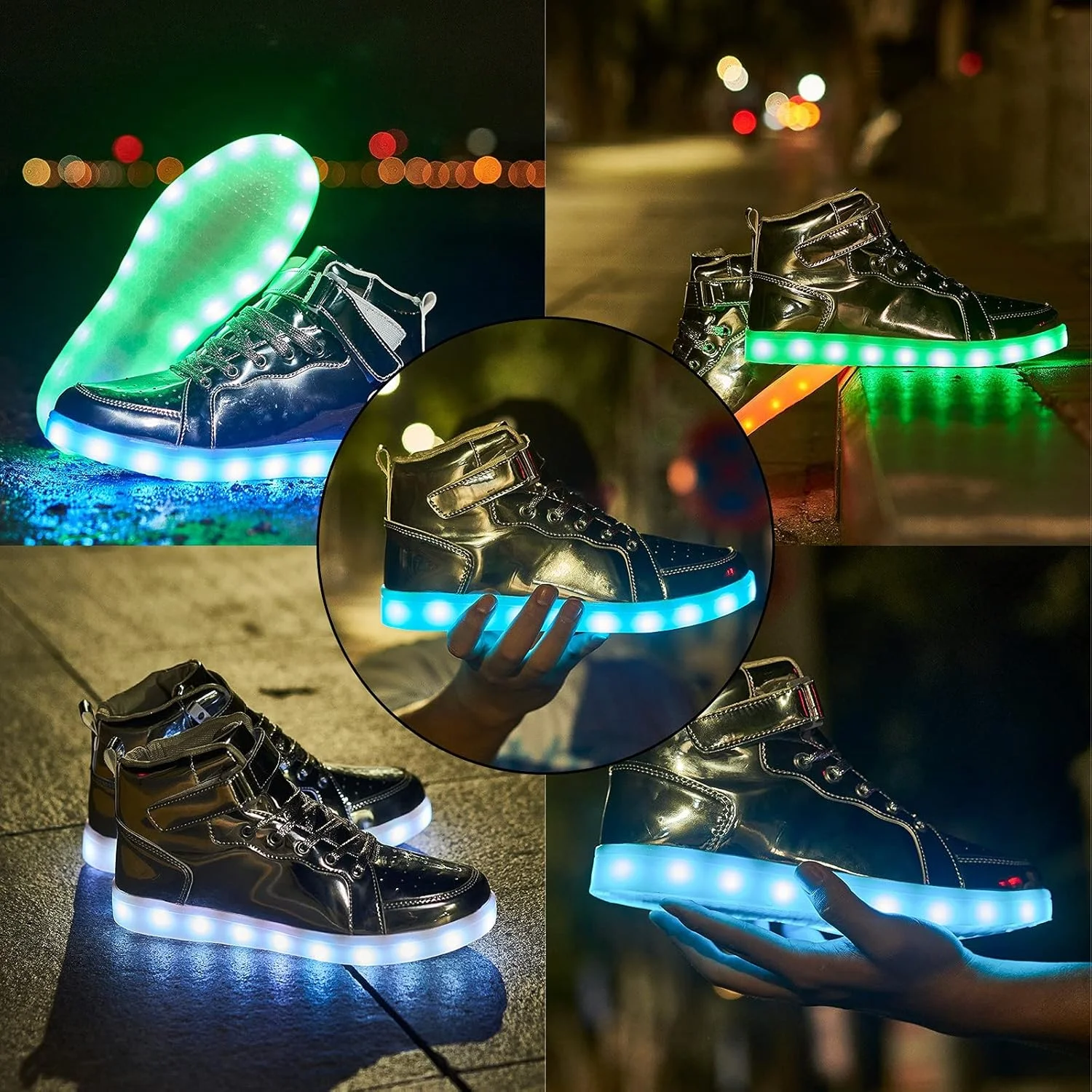 کفشهای چراغدار LED بچهگانه PYYIQI، کفشهای کتانی ساق بلند برای پسران و دختران، کفشهای رقص هیپهاپ برای جشن هالووین و کریسمس با شارژ USB کفشهای چراغدار LED بچهگانه PYYIQI، کفشهای کتانی ساق بلند برای پسران و دختران، کفشهای رقص هیپهاپ برای جشن هالووین و کریسمس با شارژ USB