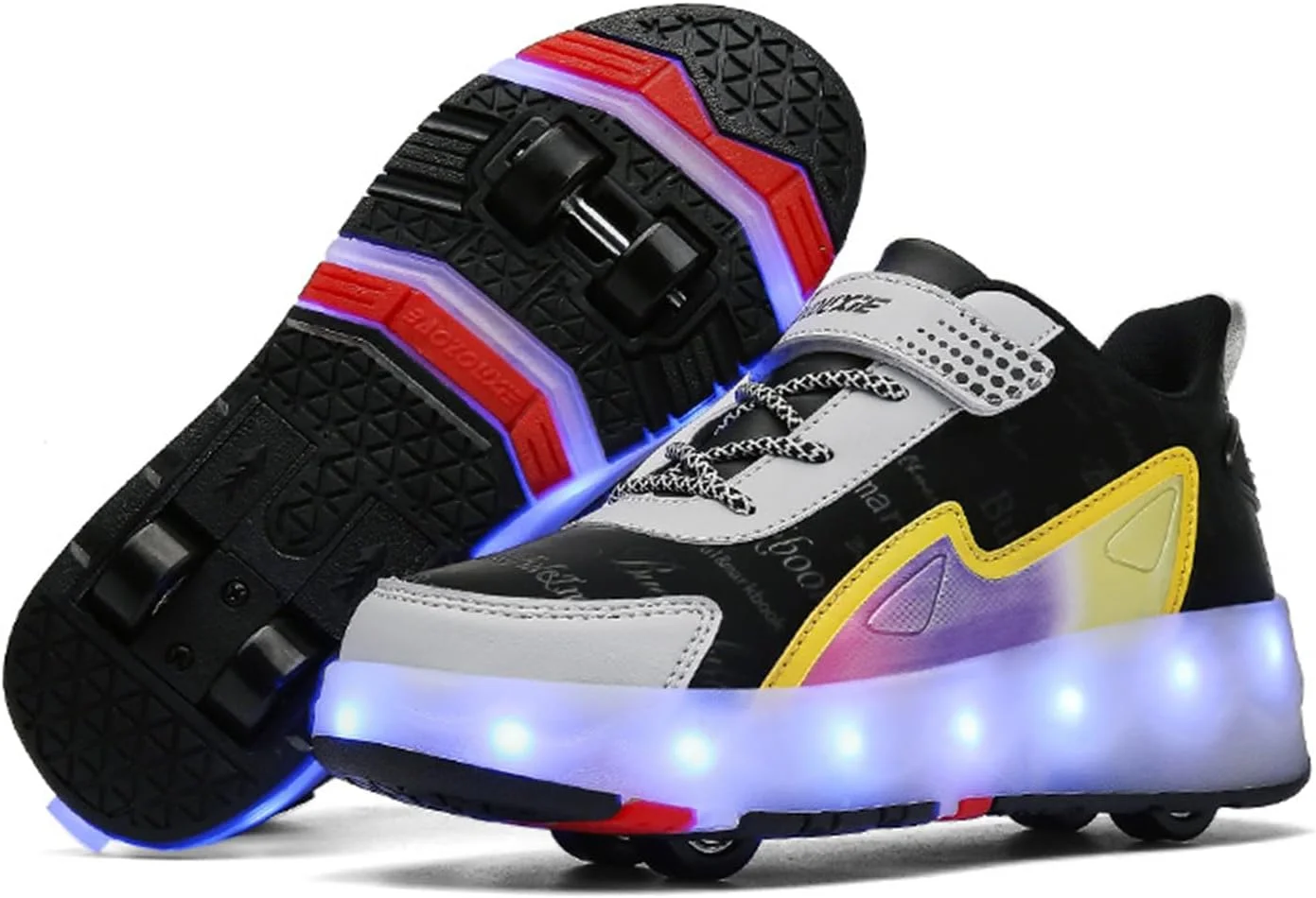 کفش های اسکیت غلتکی بچه گانه، کفش های ورزشی غلتکی برای پسران و دختران، کفش های پارکور فضای باز با 4 چرخ، کفش های کتانی جمع شونده برای هدیه تولد کودکان