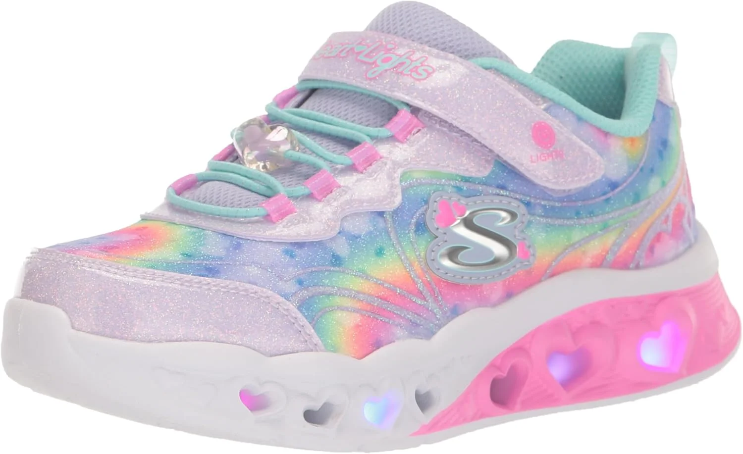 بوت پیاده روی دخترانه اسکیچرز مدل Flutter Heart Lights Groovy Swirl