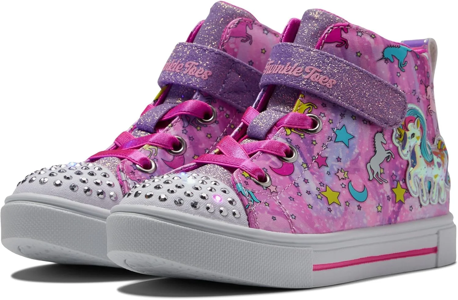 کفش اسنیکرز چراغ دار دخترانه Skechers مدل Toes Twinkle Sparks-Unicorn Dayd