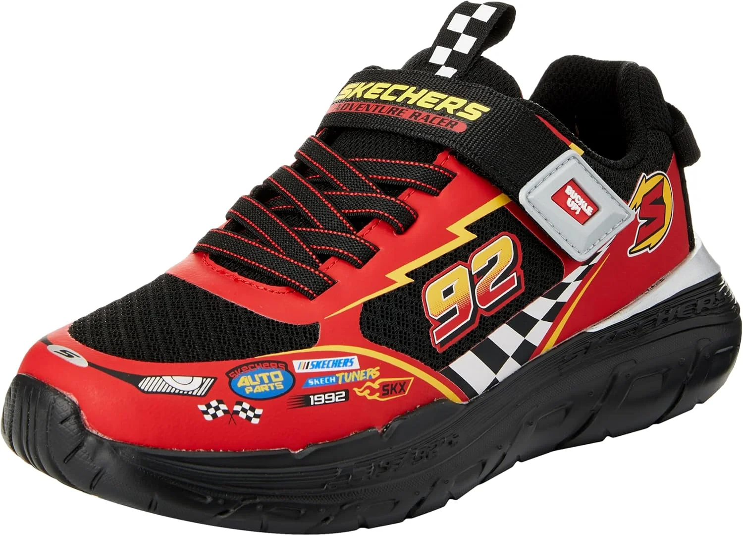 کفش ورزشی پسرانه بچگانه Skechers مدل Skech Tracks مشکی/قرمز سایز 2.5 Little Kid مشکی/قرمز سایز 2.5 Little Kid, 34.5 EU