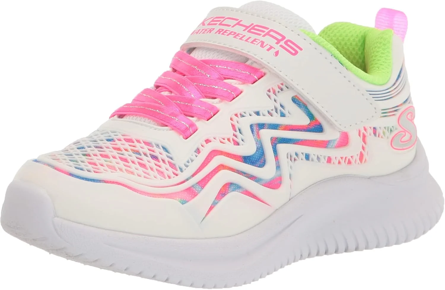 کفش ورزشی دخترانه Skechers Kids Jumpsters-Hydro Swirl، سفید/چند رنگ، سایز 3 کودکانه