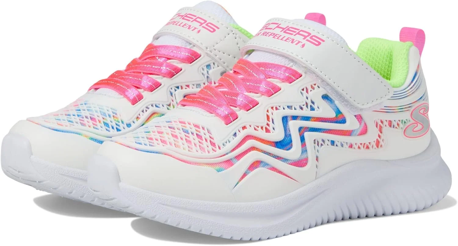 کفش ورزشی دخترانه Skechers Kids Jumpsters-Hydro Swirl، سفید/چند رنگ، سایز 3 کودکانه
