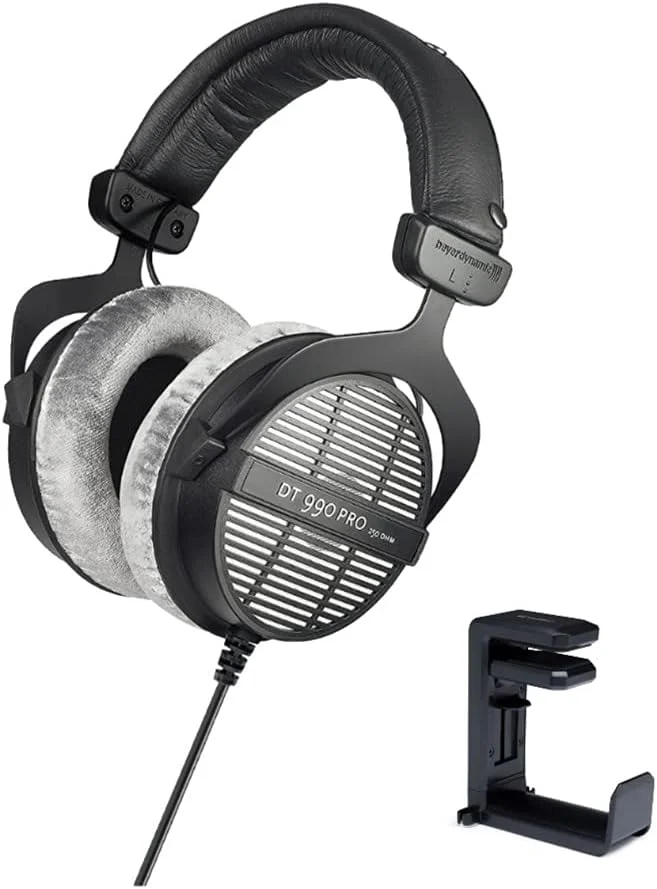 هدفون آکوستیک باز بیرداینامیک DT-990 Pro (250 اهم) به همراه آویز هدفون Knox Gear با سازمان دهنده کابل داخلی (2 تکه)