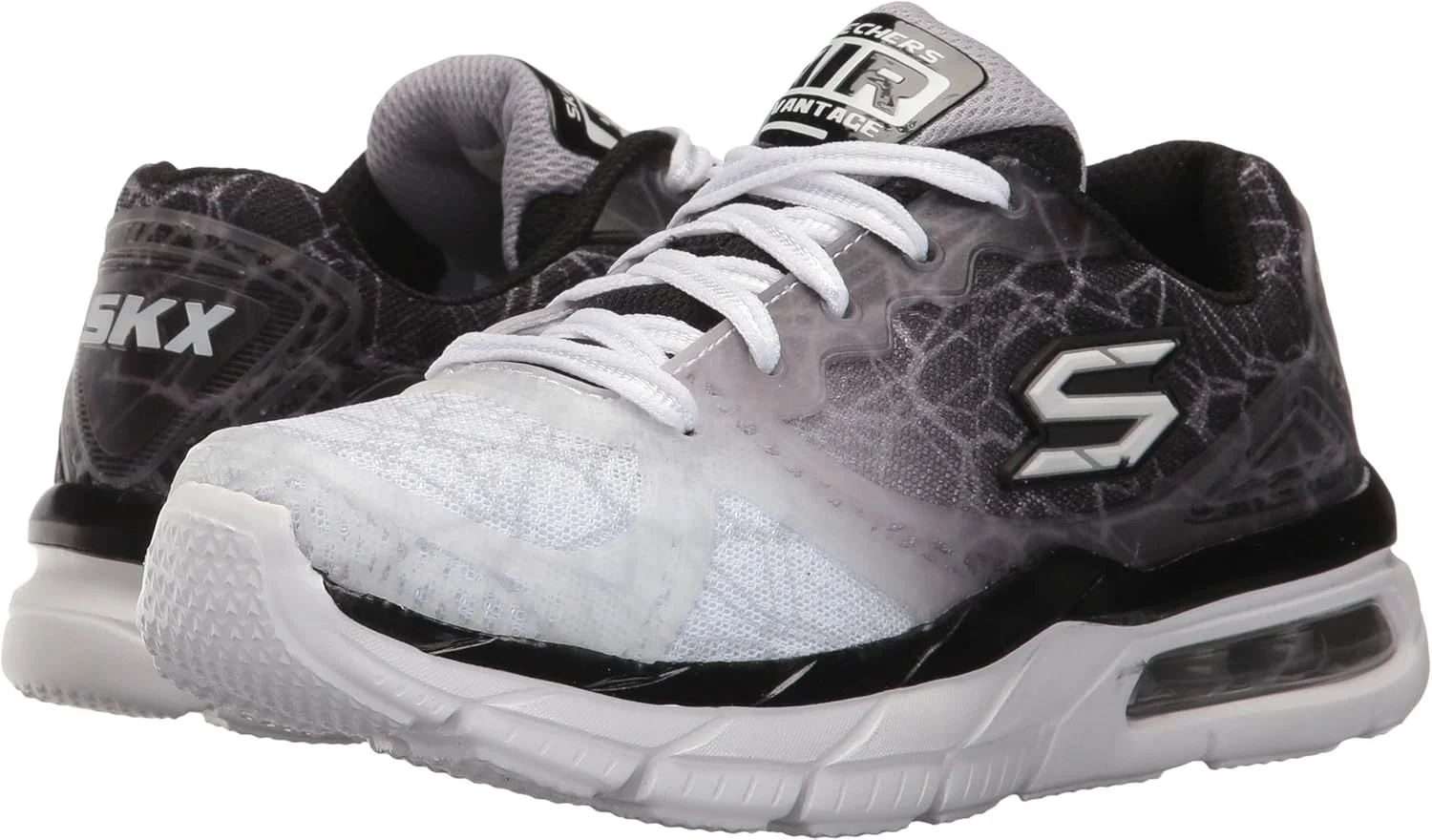 کفش ورزشی پسرانه Skechers Air Advantage، مشکی/سفید، سایز 1 M