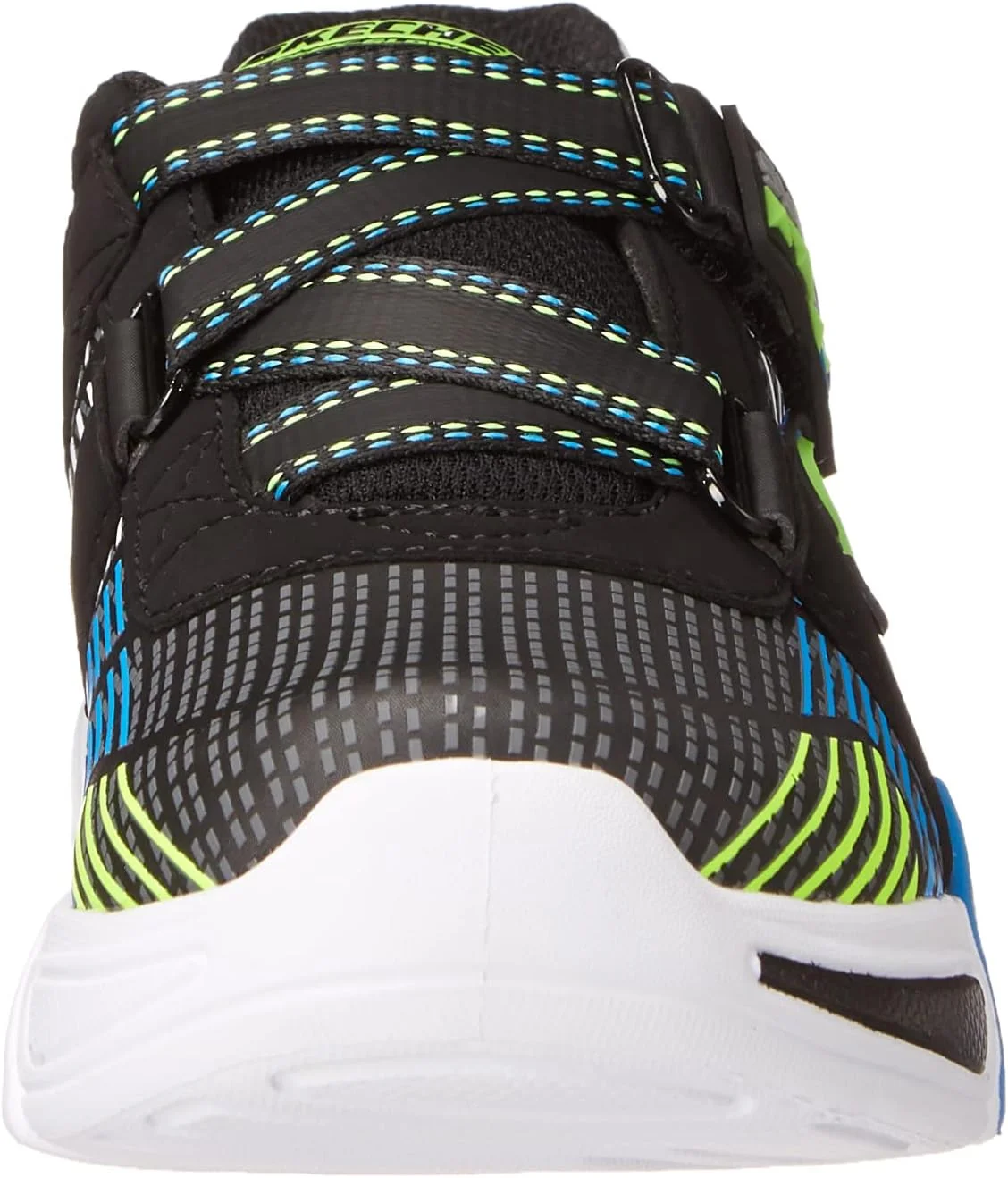 کفش ورزشی پسرانه اسکیچرز مدل 400136L، مشکی/آبی/لیمویی، سایز 3 کودکانه