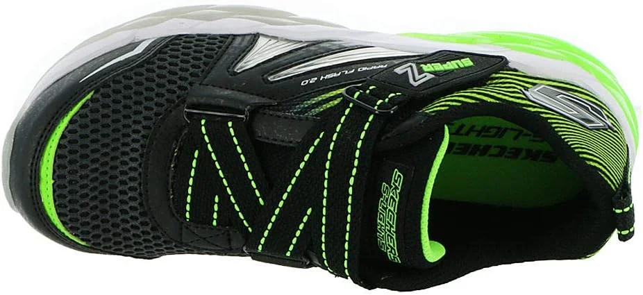 کفش ورزشی پسرانه اسکیچرز مدل Rapid Flash 2.0-SOLUXE، مشکی/لیمویی، سایز 11 متوسط ​​آمریکا