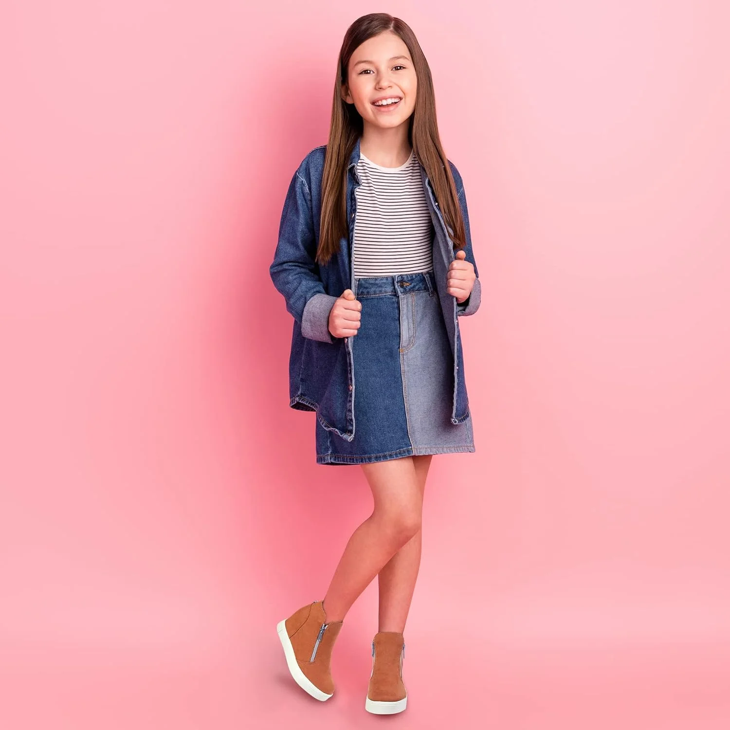 کفش‌های کتانی دخترانه Shoeslocker، کفش‌های پلتفرم لژدار مچ دار دخترانه، کفش‌های مد روز ضد لغزش با زیپ‌های دو طرفه