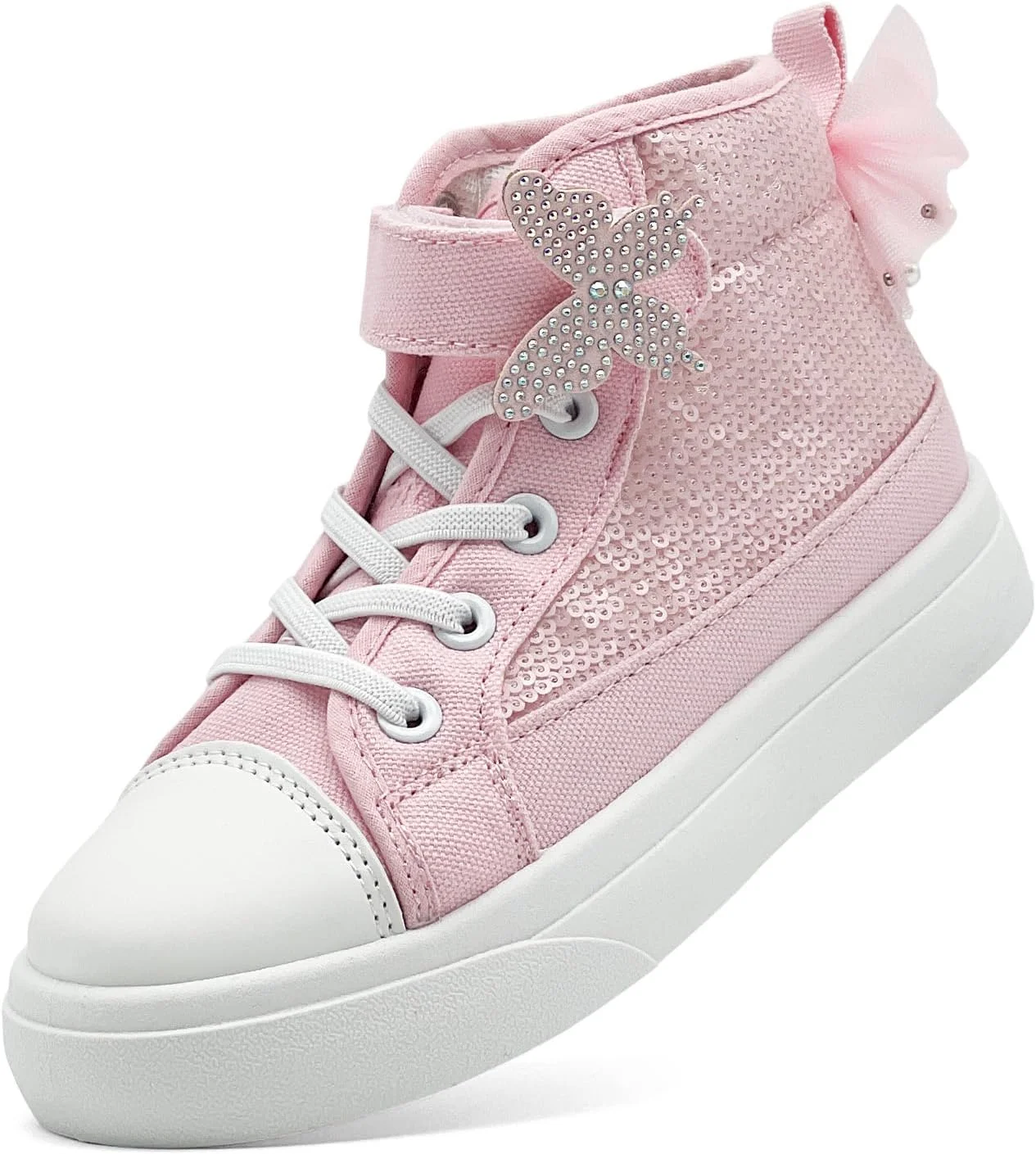 کفش کتانی بچه گانه دخترانه پسرانه، کفش های ساق بلند بوم نقاشی مد روز با پولک های پروانه ای، کفش های پیاده روی غیر رسمی کودکان