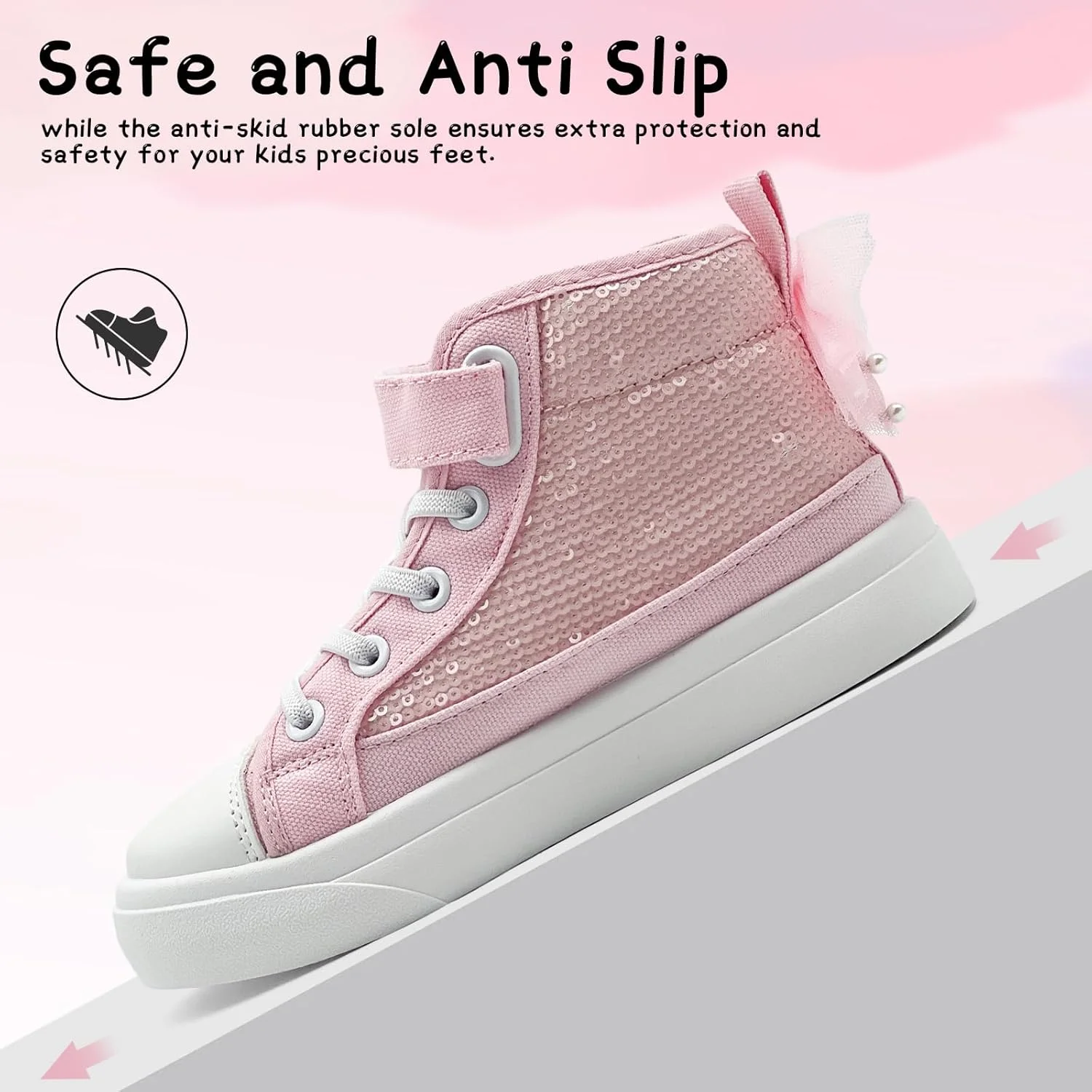 کفش کتانی بچه گانه دخترانه پسرانه، کفش های ساق بلند بوم نقاشی مد روز با پولک های پروانه ای، کفش های پیاده روی غیر رسمی کودکان