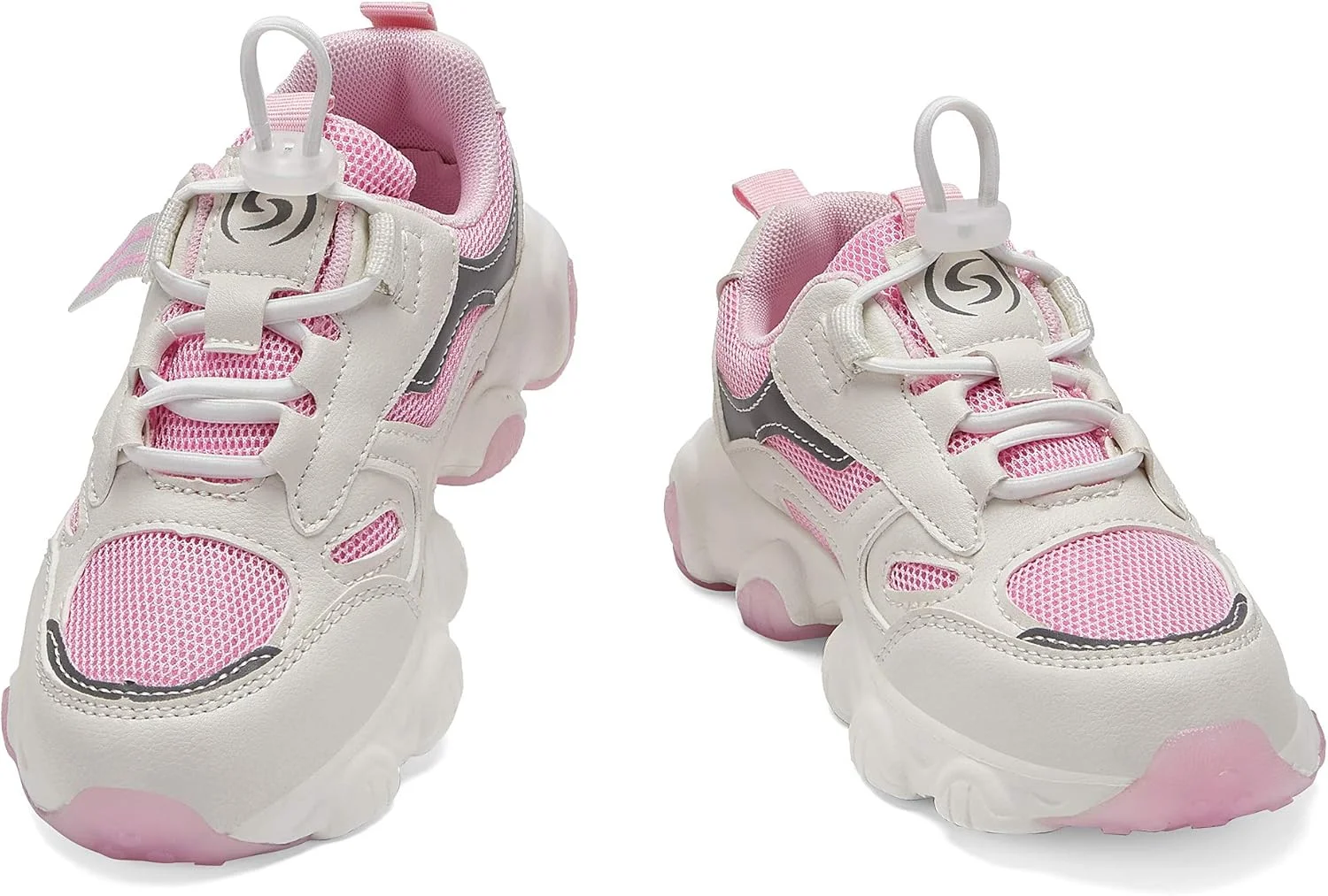 کفش‌های اسنیکرز دخترانه بندی سانتی‌رو، راحت، سبک و بدون بند، سایز 10 صورتی