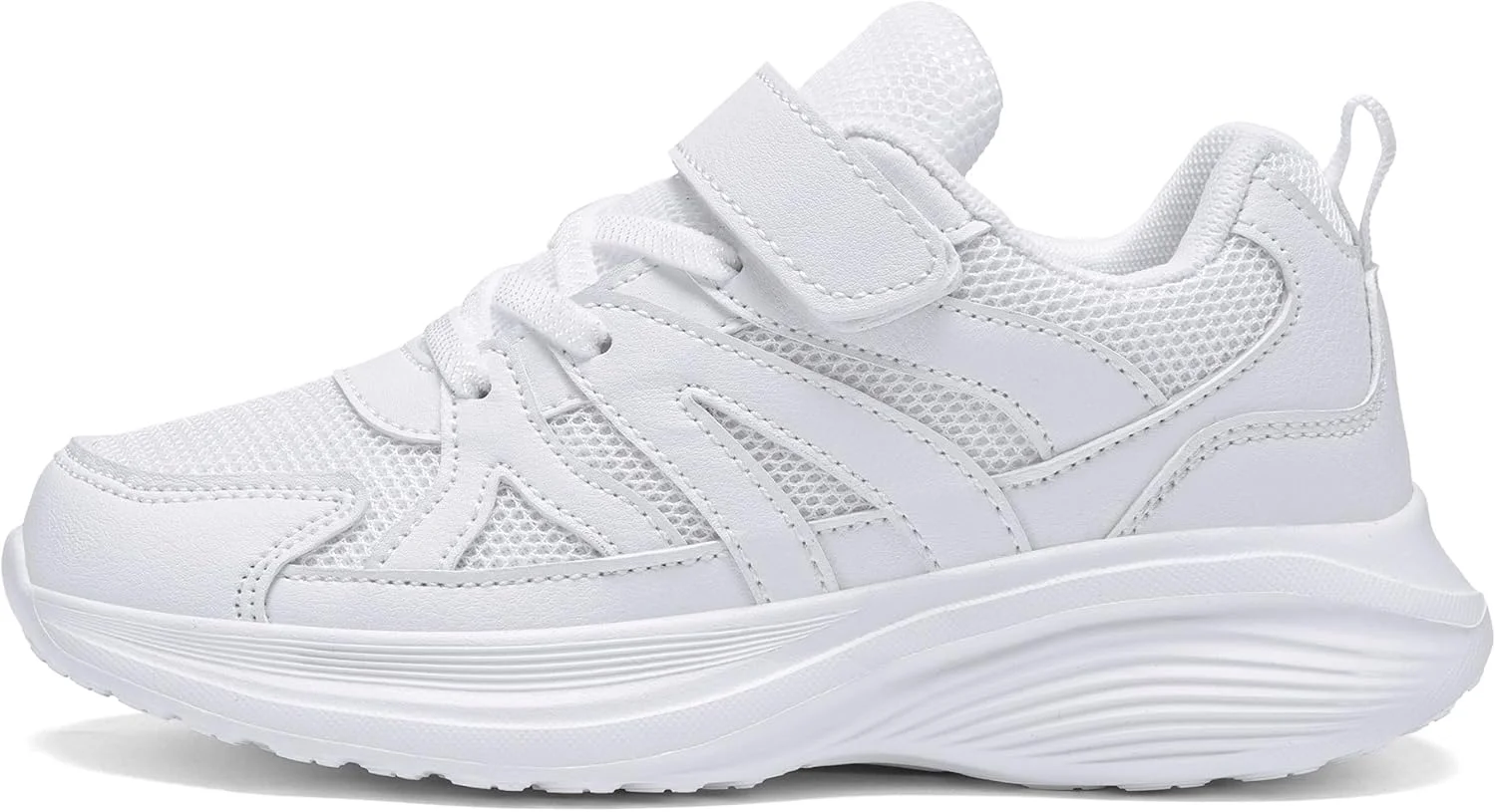 کفش تنیس پسرانه Santiro، کفش کتانی دخترانه، کفش دویدن تنفسی بچه گانه، سفید، سایز 4 بچه بزرگ