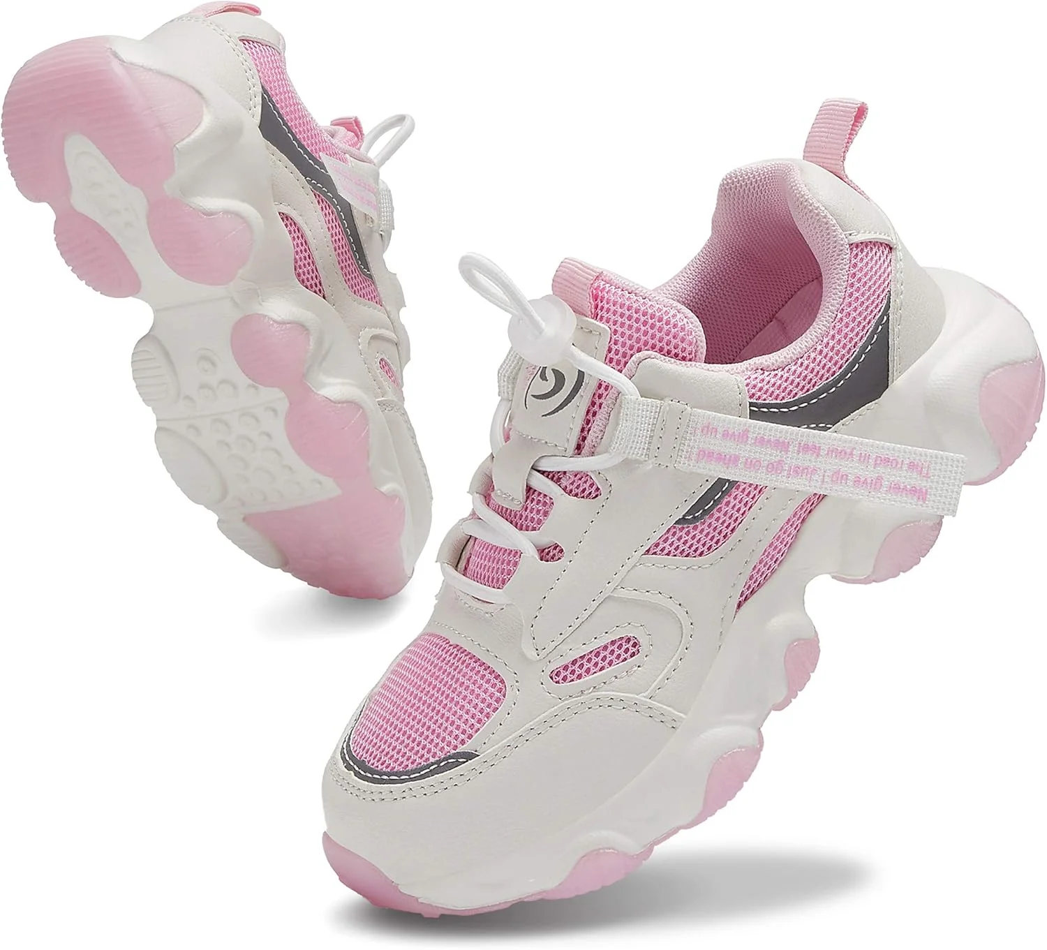 کفش‌های کتانی دخترانه Santiro، راحت، سبک، مد روز، بدون بند، ورزشی، صورتی، سایز 11.5