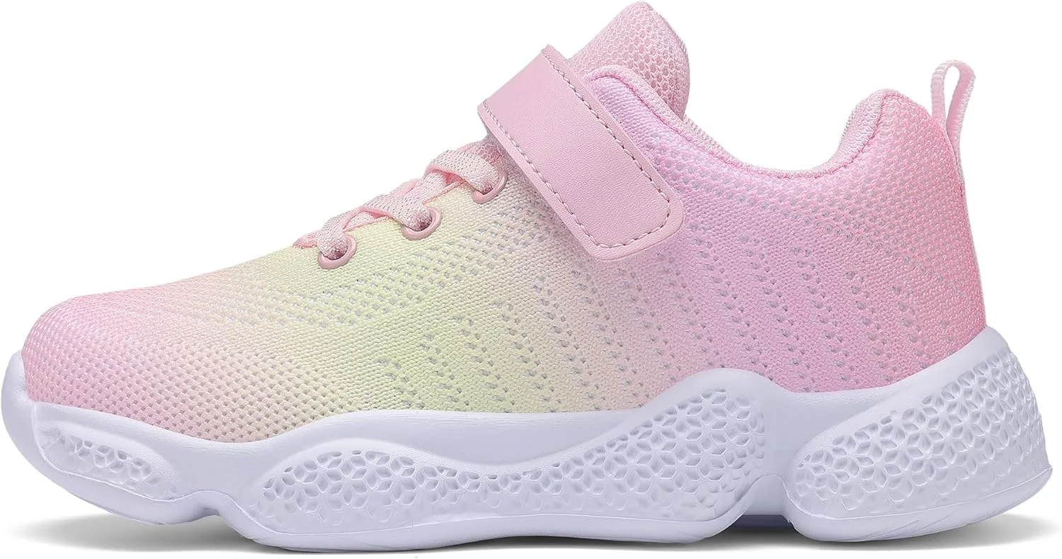 کفش تنیس بچگانه Santiro، کفش ورزشی سبک وزن برای دویدن، رنگ صورتی گرادیانی، سایز 4