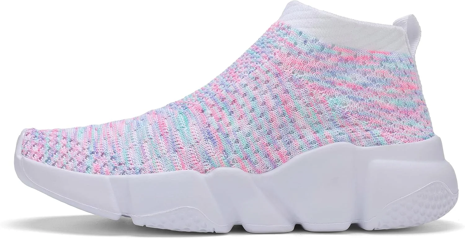 کفش جورابی پسرانه Santiro، کفش بافتنی تنفسی دخترانه، بنفش، سایز 4.5 بچه بزرگ