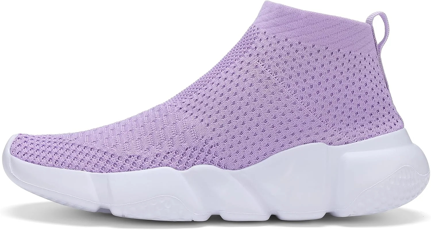 کفش جورابی پسرانه Santiro، کفش های لغزنده بافتنی تنفسی دخترانه، بنفش، سایز 8.5 کودک نوپا