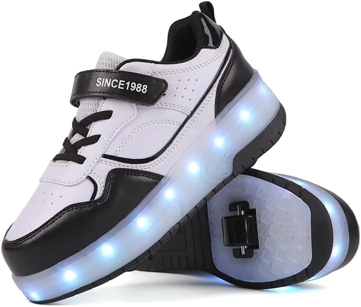 کفش های چرخ دار پسرانه و دخترانه چراغ دار، کفش های چرخ دار جمع شونده خلاقانه کودکان برای ورزش های فضای باز کفش های چرخ دار پسرانه و دخترانه چراغ دار، کفش های چرخ دار جمع شونده خلاقانه کودکان برای ورزش های فضای باز