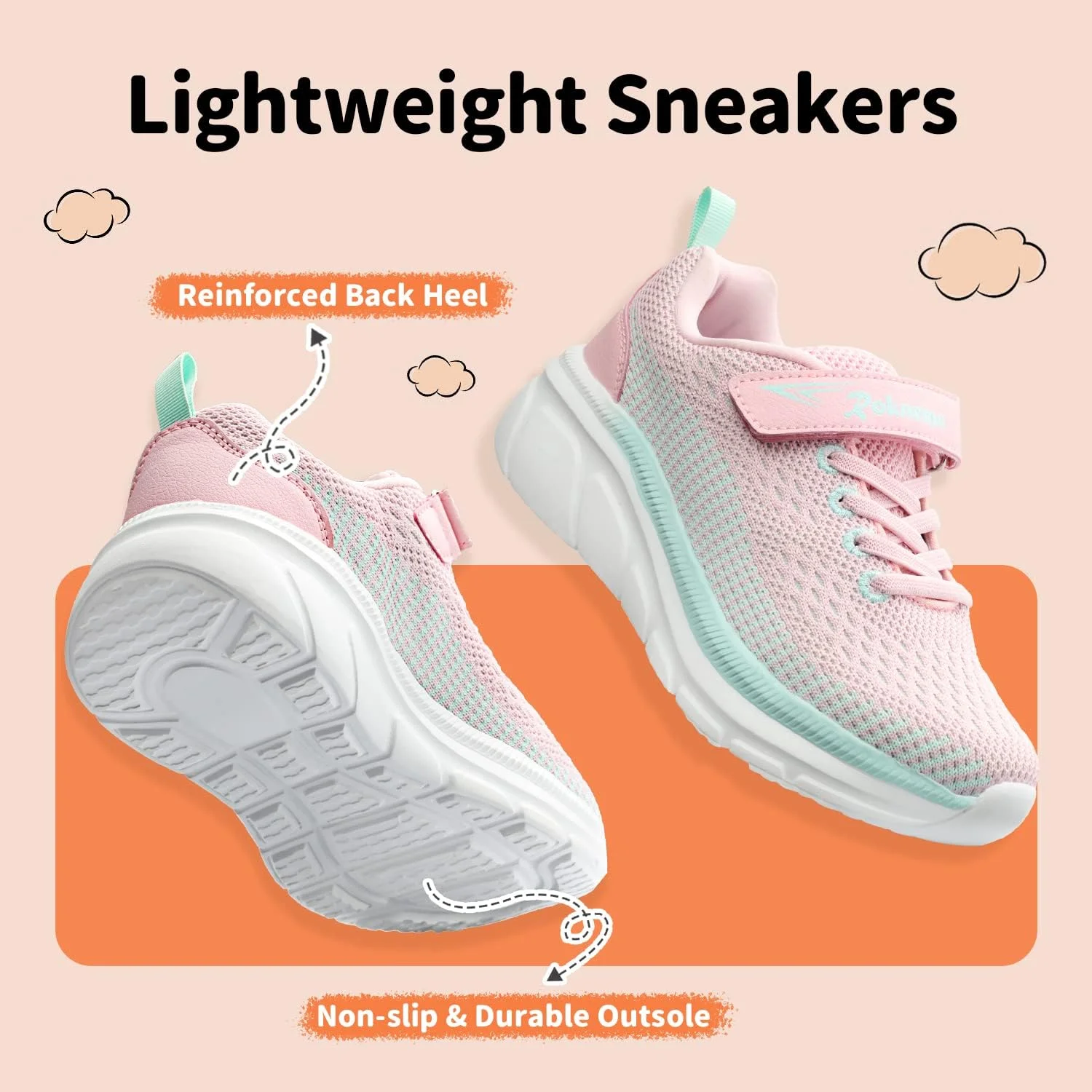 کفش‌های کتانی بچگانه پسرانه دخترانه ورزشی دویدن پیاده‌روی کفش‌های سبک وزن ورزشی تنیس بند قابل تنظیم برای کودکان کوچک کودکان بزرگ مدرسه ورزش