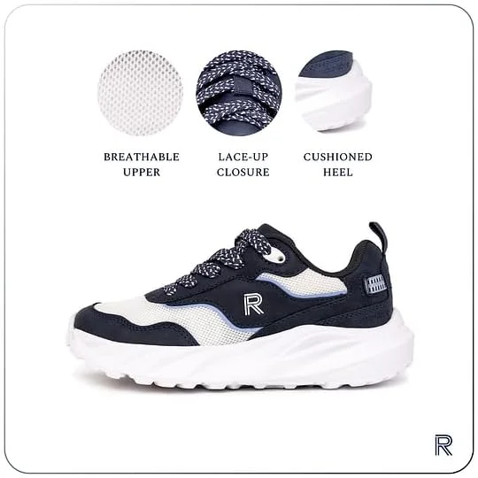 کفش پیاده روی پسرانه راکپورت، کفش های کتانی بند دار، غیر رسمی و مد روز برای کودکان (کودکان کوچک و بزرگ) سرمه ای سفید