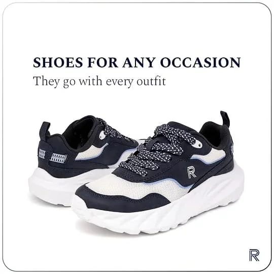 کفش پیاده روی پسرانه راکپورت، کفش های کتانی بند دار، غیر رسمی و مد روز برای کودکان (کودکان کوچک و بزرگ) سرمه ای سفید