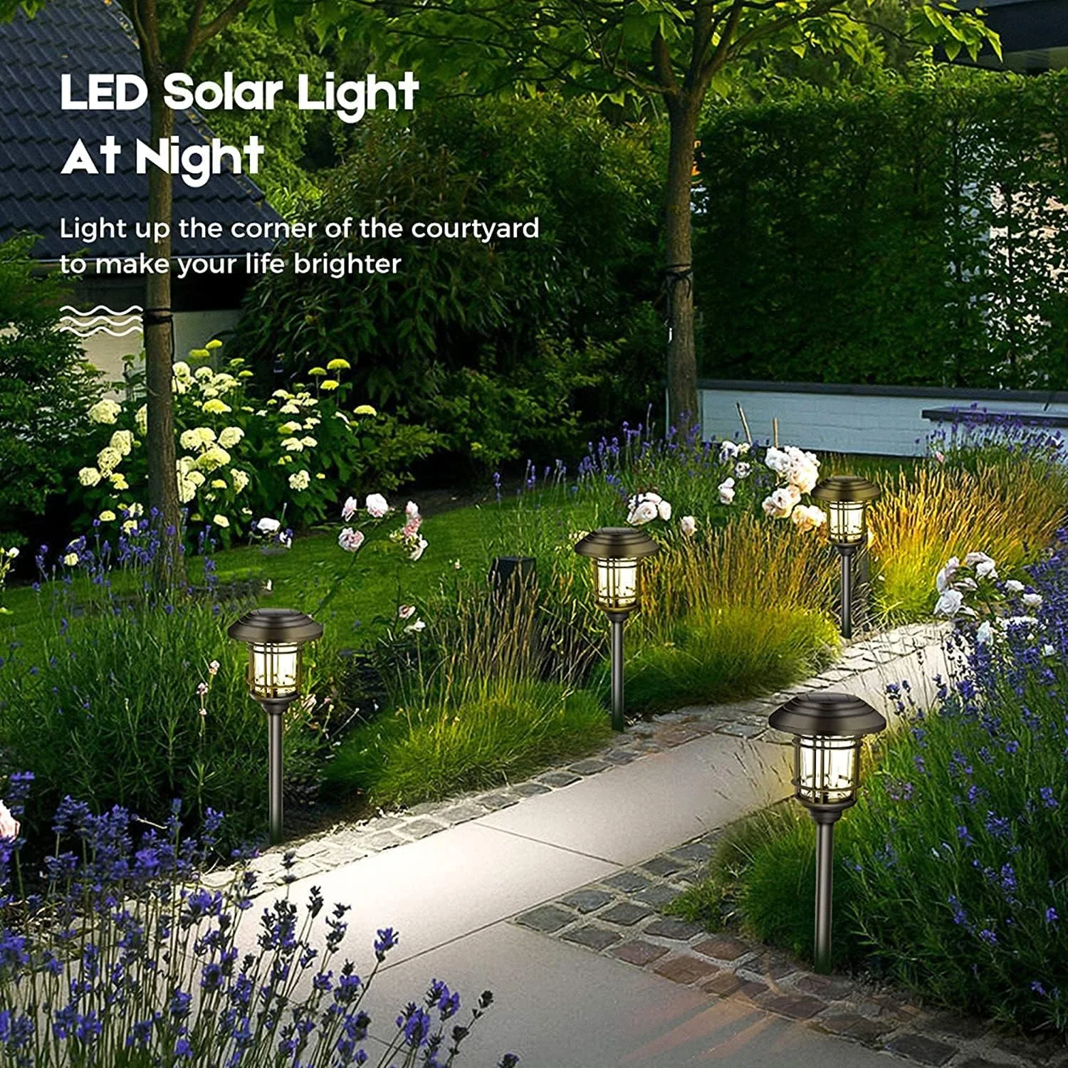 چراغ‌های مسیر خورشیدی GGEROU، بسته 4 عددی چراغ باغی خورشیدی ضد آب چراغ‌های محوطه سازی فضای باز، چراغ‌های چمنی خورشیدی LED Diwali برای محوطه سازی، باغ، پاسیو، حیاط، چمن، پیاده رو Diwali (بسته 4 عددی)