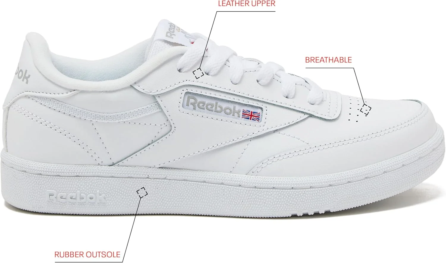 کفش های ریباک Club C دخترانه و پسرانه برای کودکان، نوزادان، کودکان کوچک یا بزرگسالان، کفش های کتانی اسپرت یونیسکس