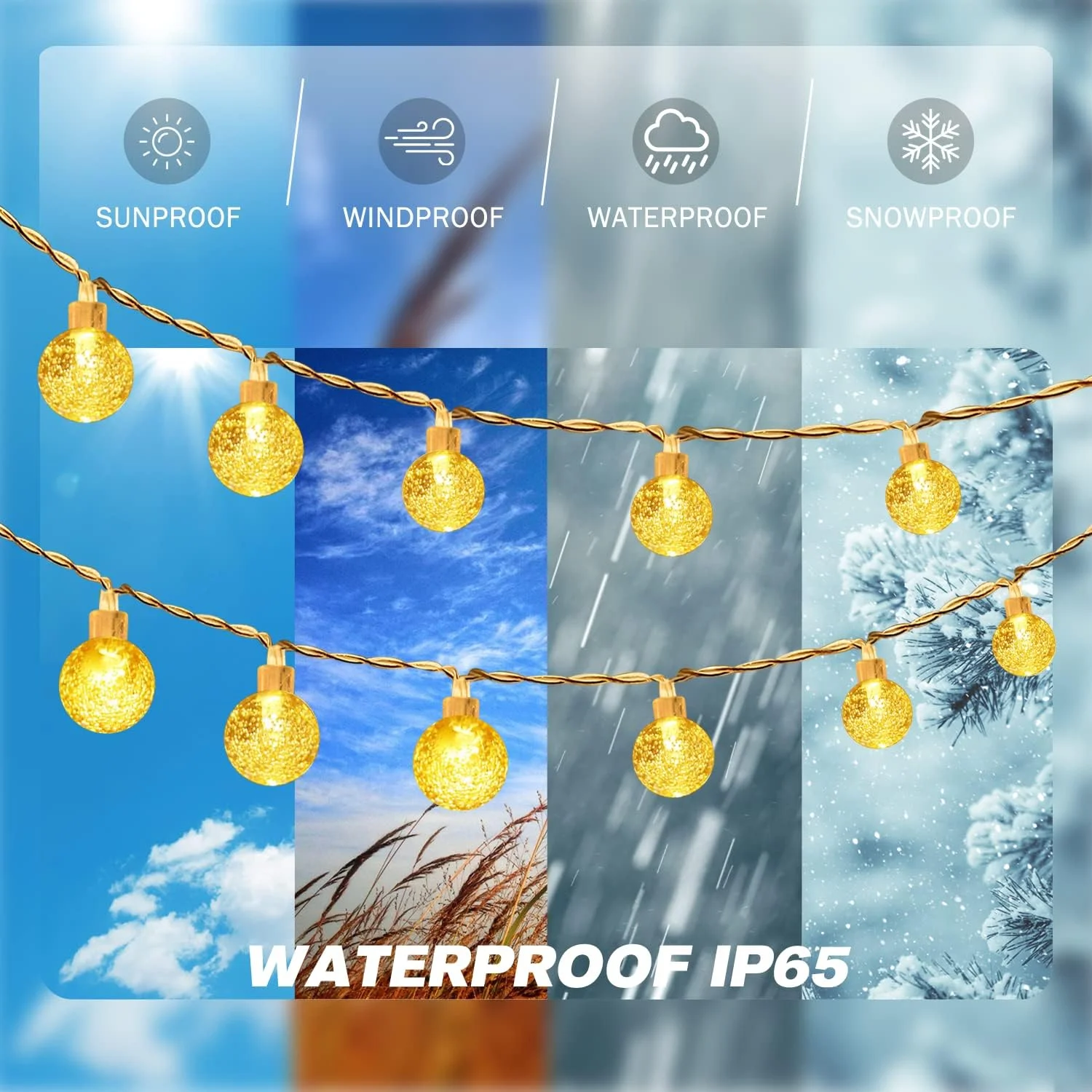 چراغ های رشته ای کروی ANJAYLIA با طول 10 متر و 80 LED، با باتری و کنترل از راه دور، ضد آب، مناسب برای آویزان کردن در داخل و خارج از منزل، کریسمس، مهمانی، پاسیو، باغ و عروسی چراغ های رشته ای کروی ANJAYLIA با طول 10 متر و 80 LED، با باتری و کنترل از راه دور، ضد آب، مناسب برای آویزان کردن در داخل و خارج از منزل، کریسمس، مهمانی، پاسیو، باغ و عروسی