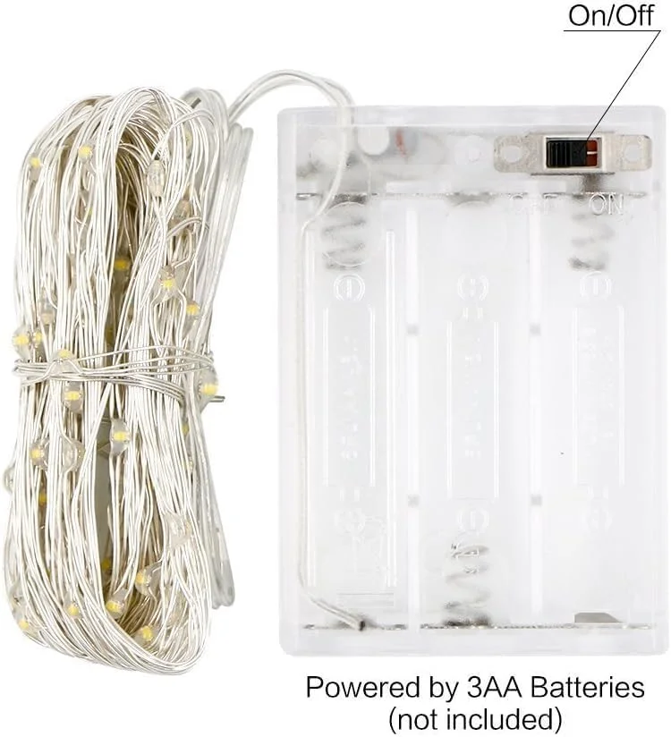 چراغ های تزئینی 4 عددی ANJAYLIA، 50 LED، چراغ های رشته ای با باتری چراغ های تزئینی 4 عددی ANJAYLIA، 50 LED، چراغ های رشته ای با باتری