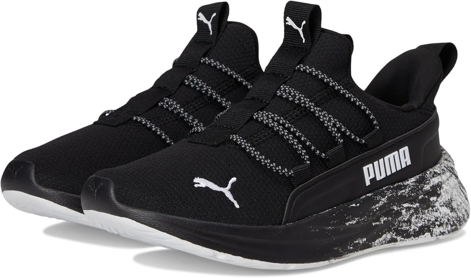 کفش اسنیکر بچگانه پوما مدل Softride One4all Slip on، مشکی-سفید Ah25، سایز 13 پهن